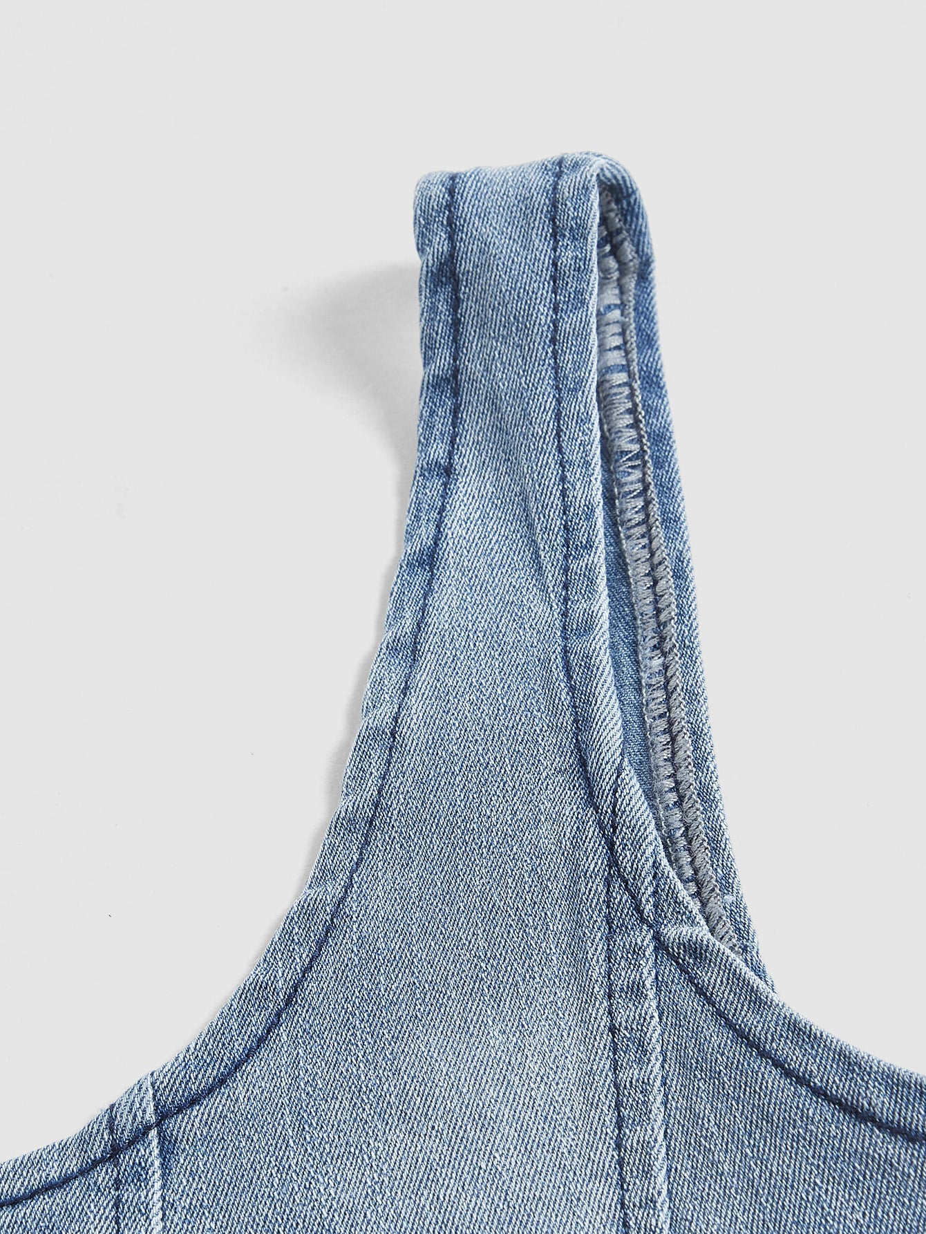 MOD Square Neck Hanky Hem Denim Top