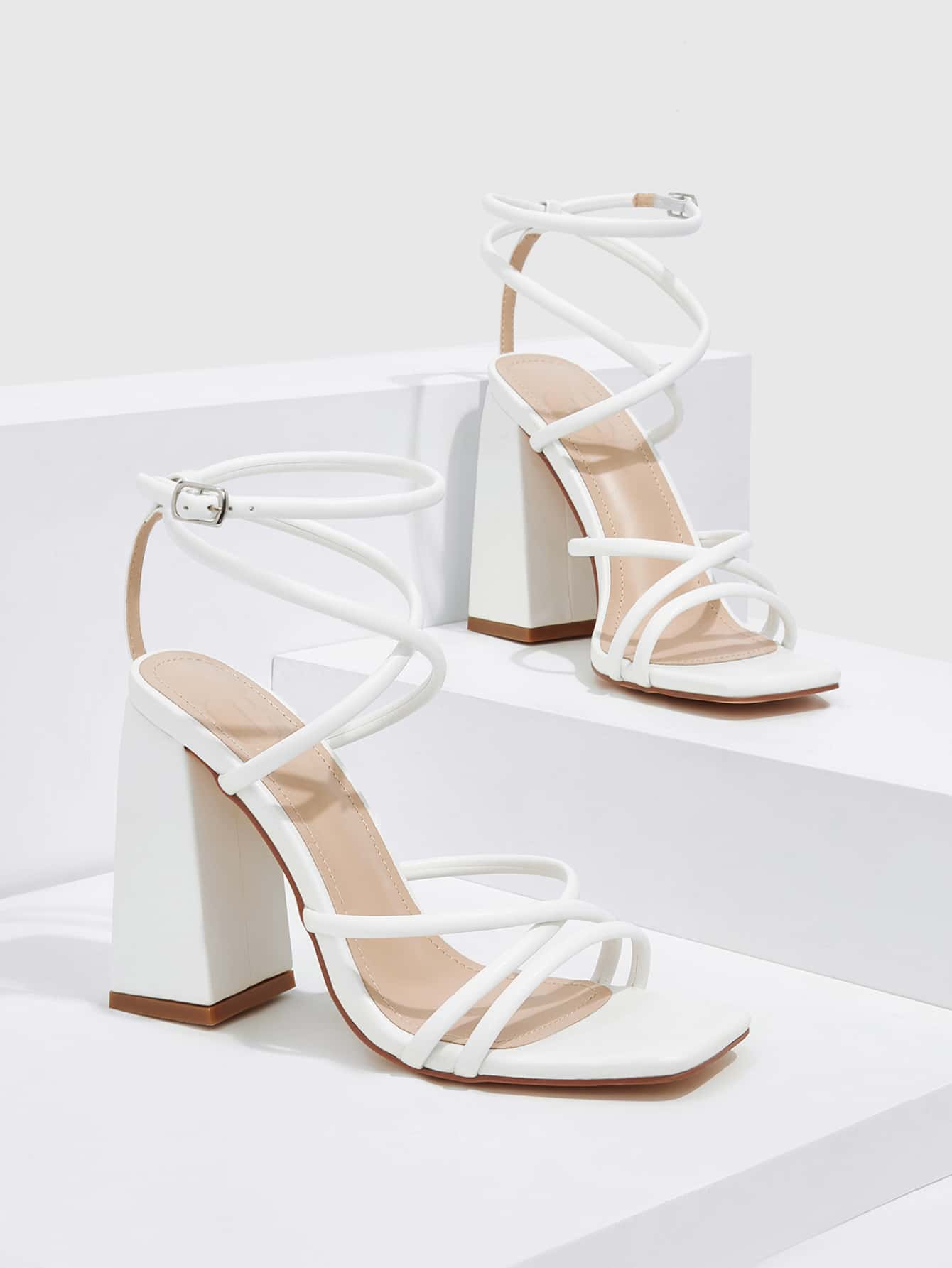 Everyday Collection Criss Cross Heeled Ankle Strap Sandals