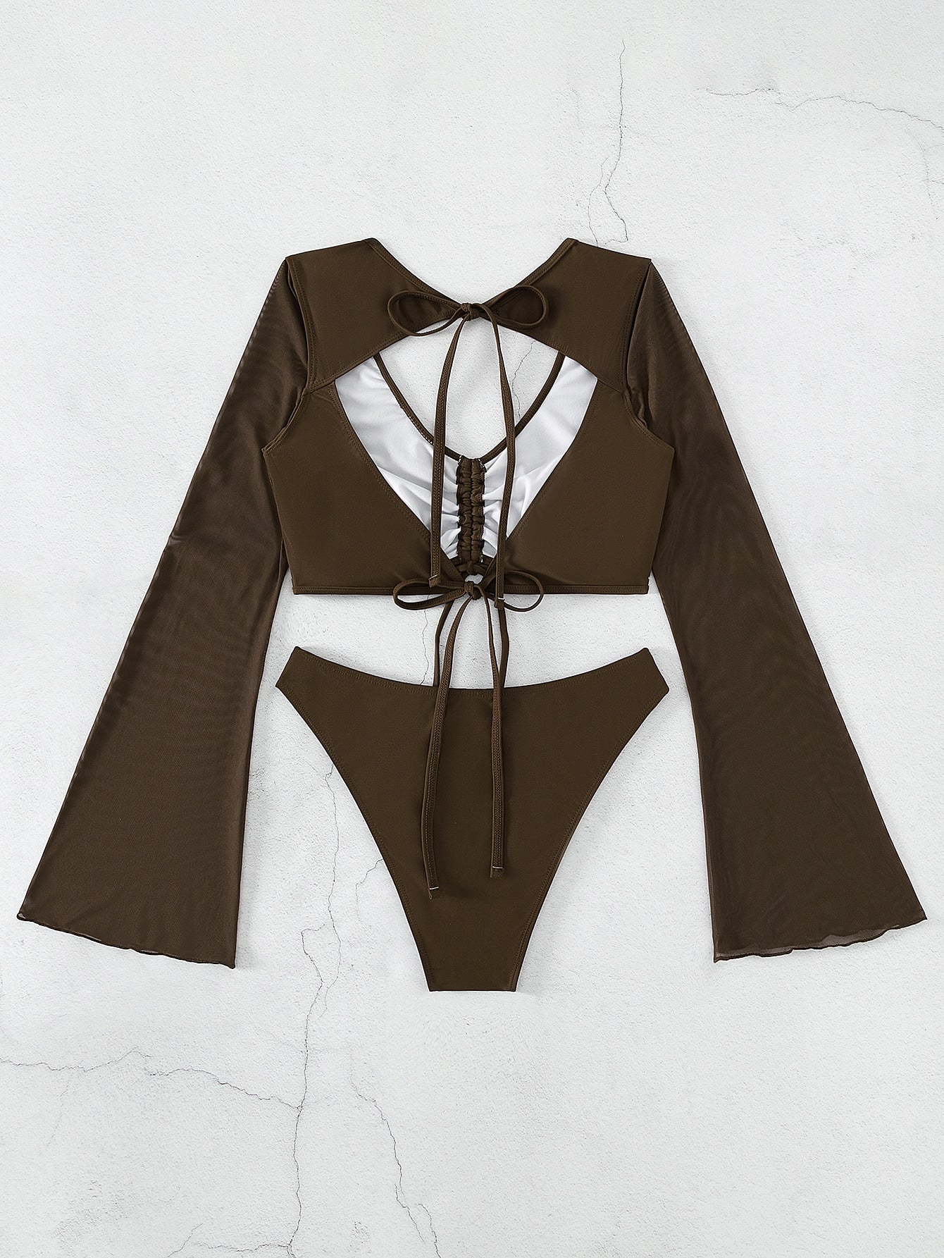 Swim Basics Drawstring Front Bikini Swimsuit