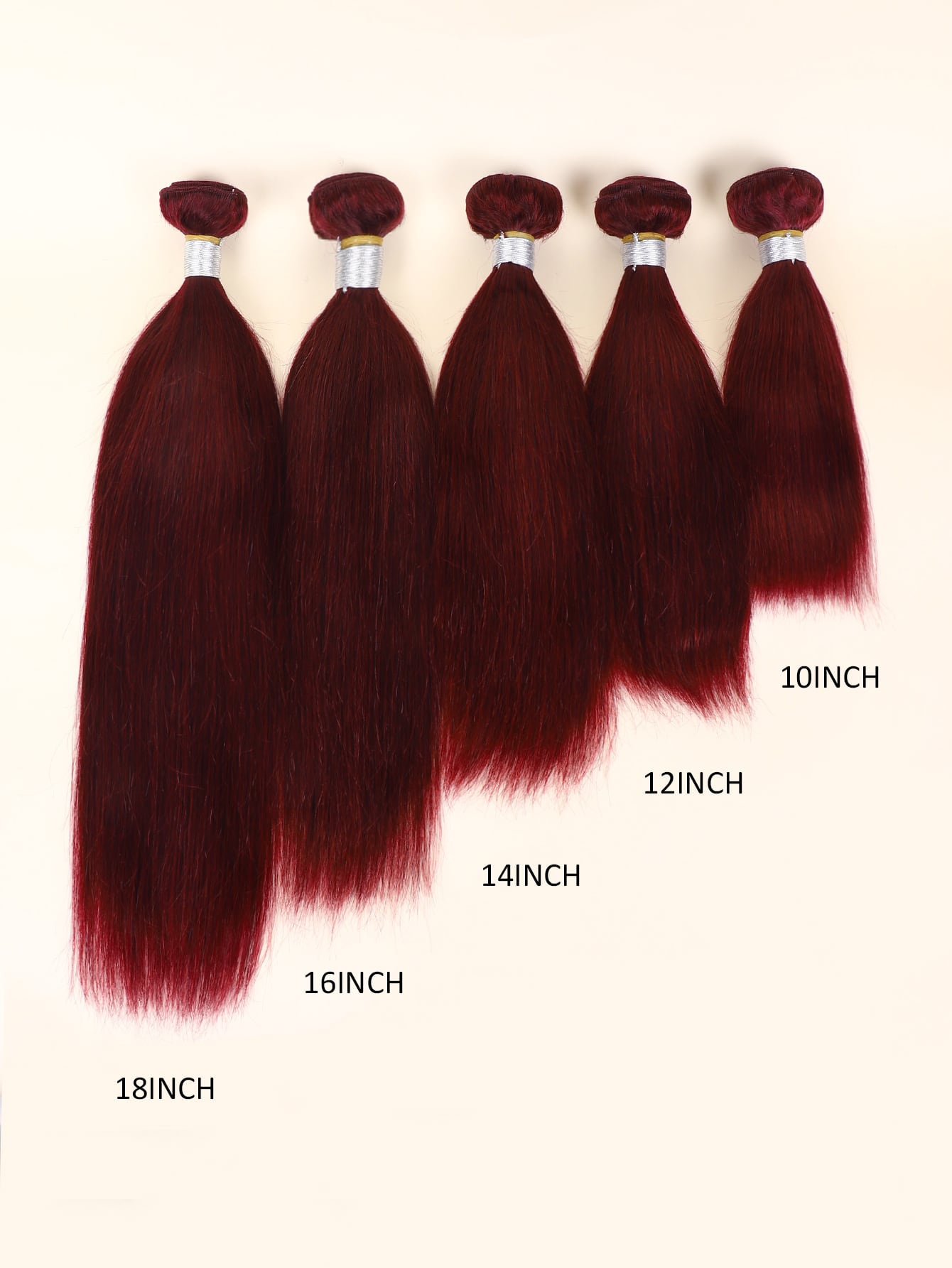 1Pc Straight Human Hair Weave Bundles Burg 530# Color 10-18 Inch Human Hair Extension