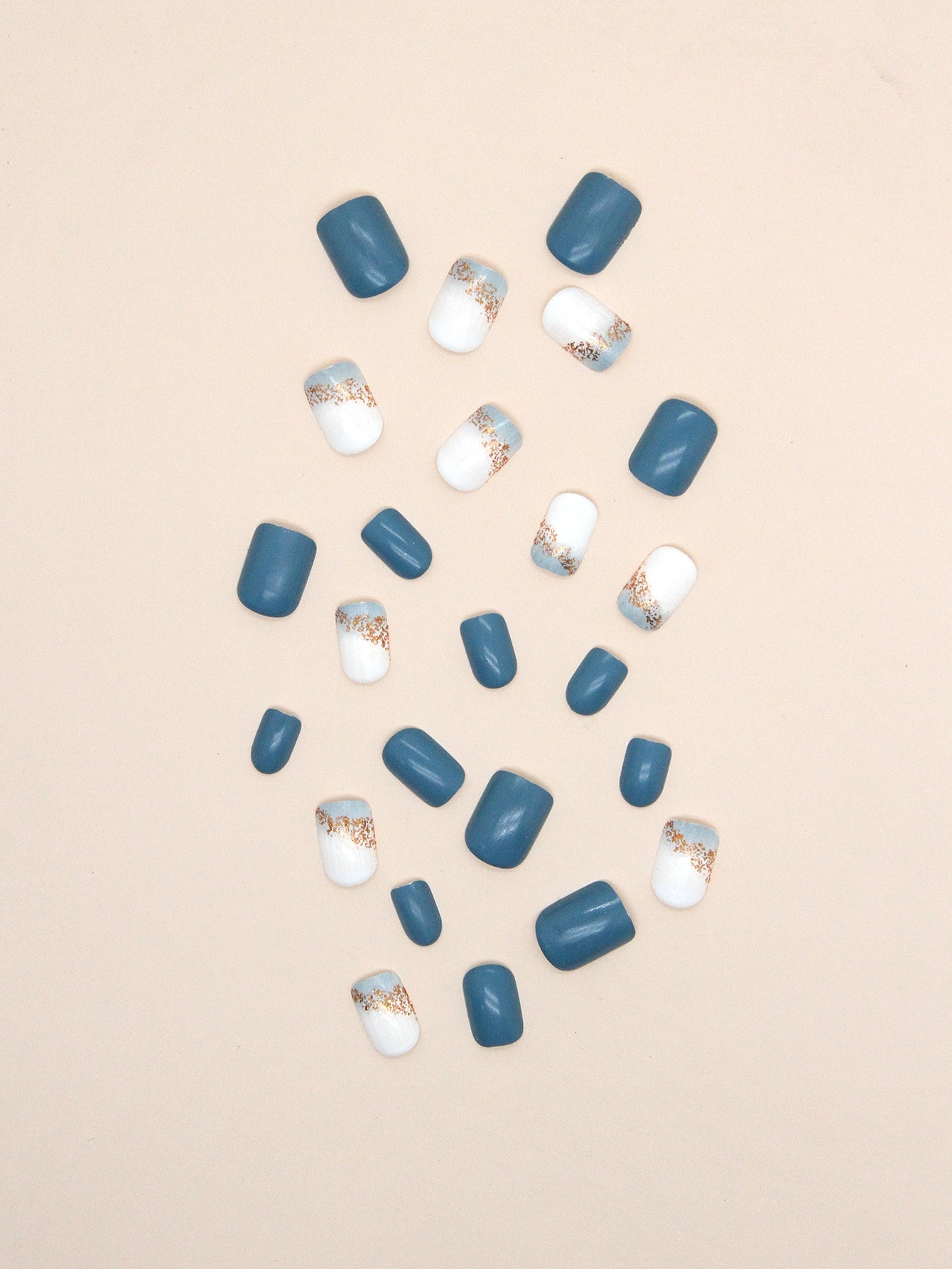 Transform Your Nails with 24pcs Short Square Turquoise Ombre Glitter Marble Print Fake Nail & 1sheet Tape & 1pc Nail File