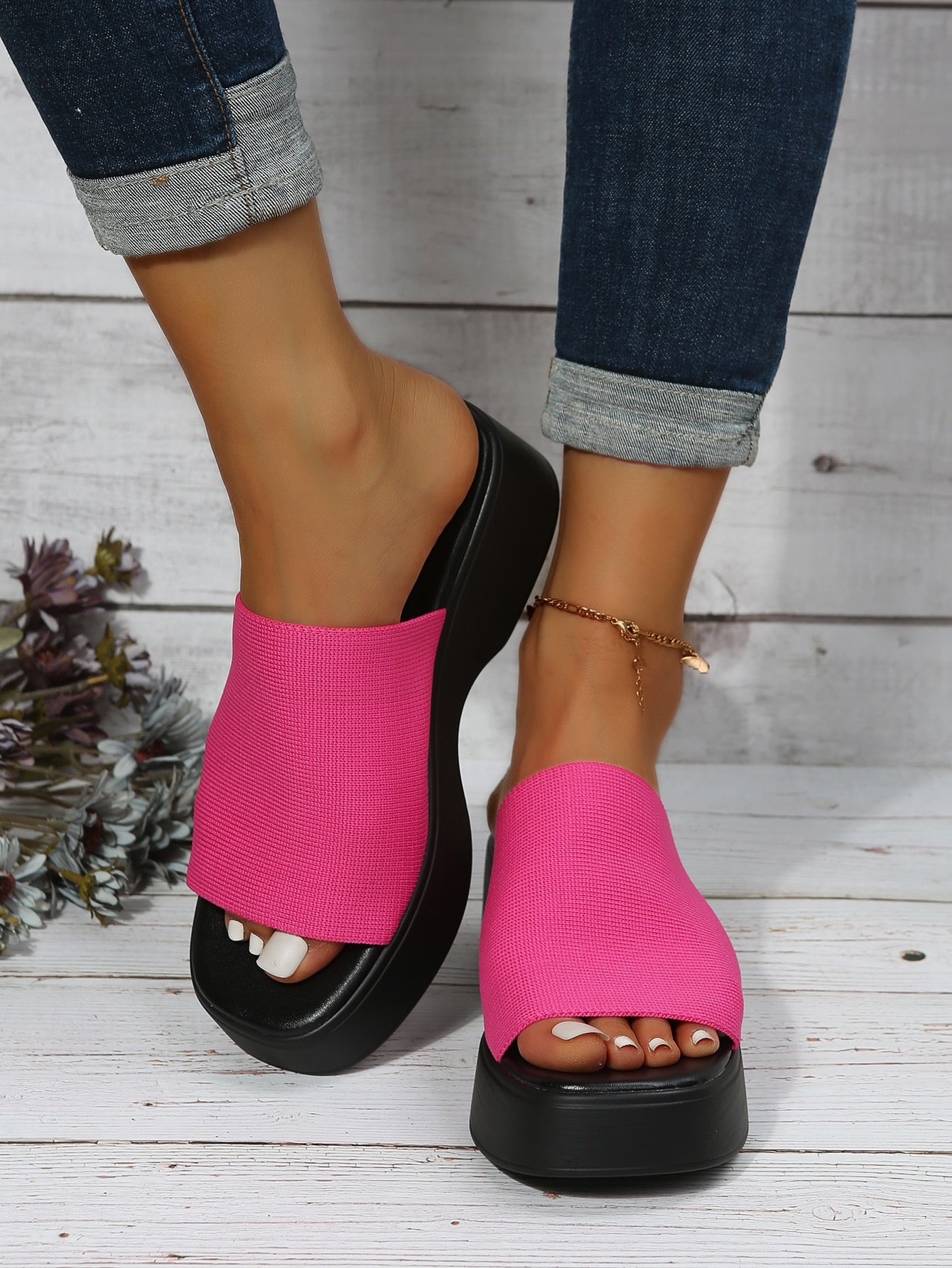 Women Minimalist Wedge Slide Sandals, Fashion Outdoor Sandals