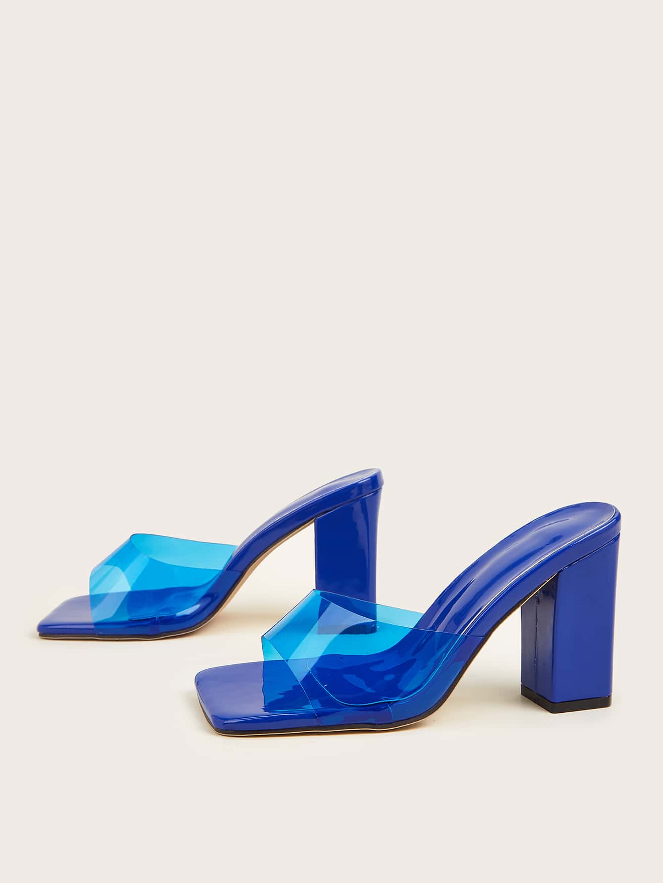 Women Minimalist Chunky Heeled Mule Sandals, Fashion Summer Heeled Sandals