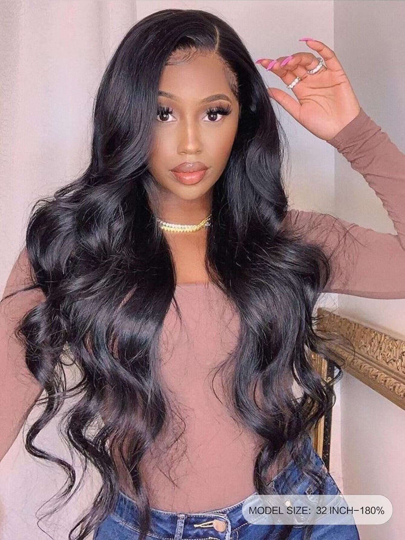 Transparent Lace Body Wave 4 X 4 13 X 4 13 X 6 Lace Frontal Wigs 150%/180% Density 12-30 Inch Natural Black Color Pre-Plucked Natural Hairline Swiss Lace Closure Human Hair Top Quality Long Wigs For Women
