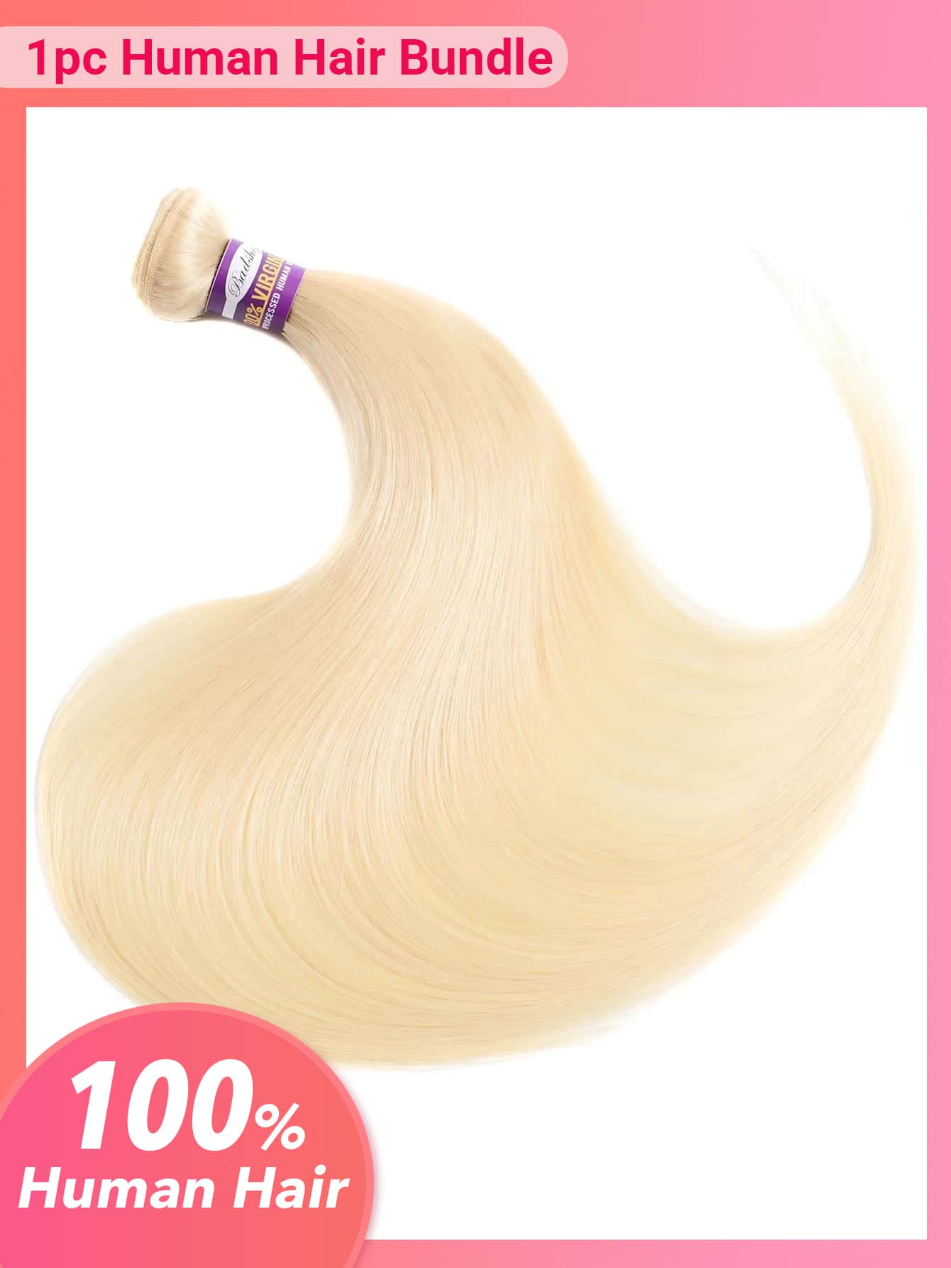 1pc 613 Blonde Straight Virgin Human Hair Bundles Extension 8-30 Inch Weave Bundles Weft Hair Extension For Women Blonde Color
