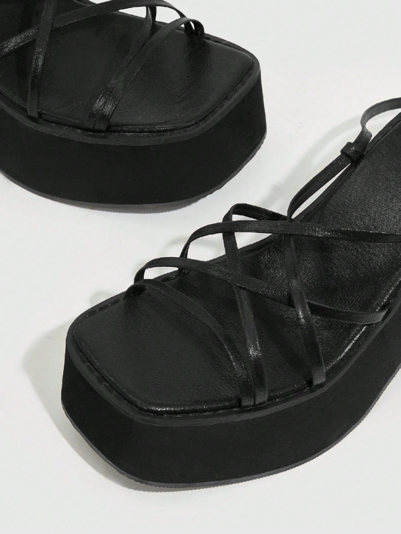 Everyday Collection Criss Cross Platform Chunky Heeled Strappy Wedge Sandals