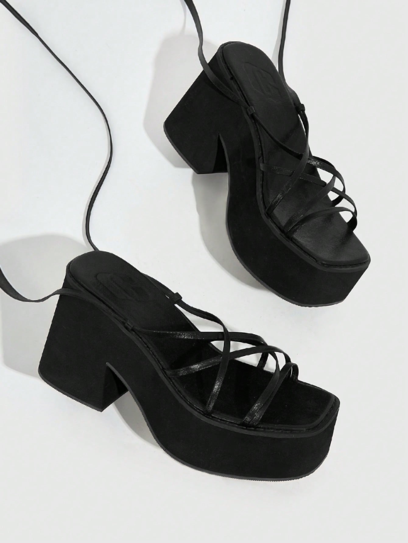 Everyday Collection Criss Cross Platform Chunky Heeled Strappy Wedge Sandals