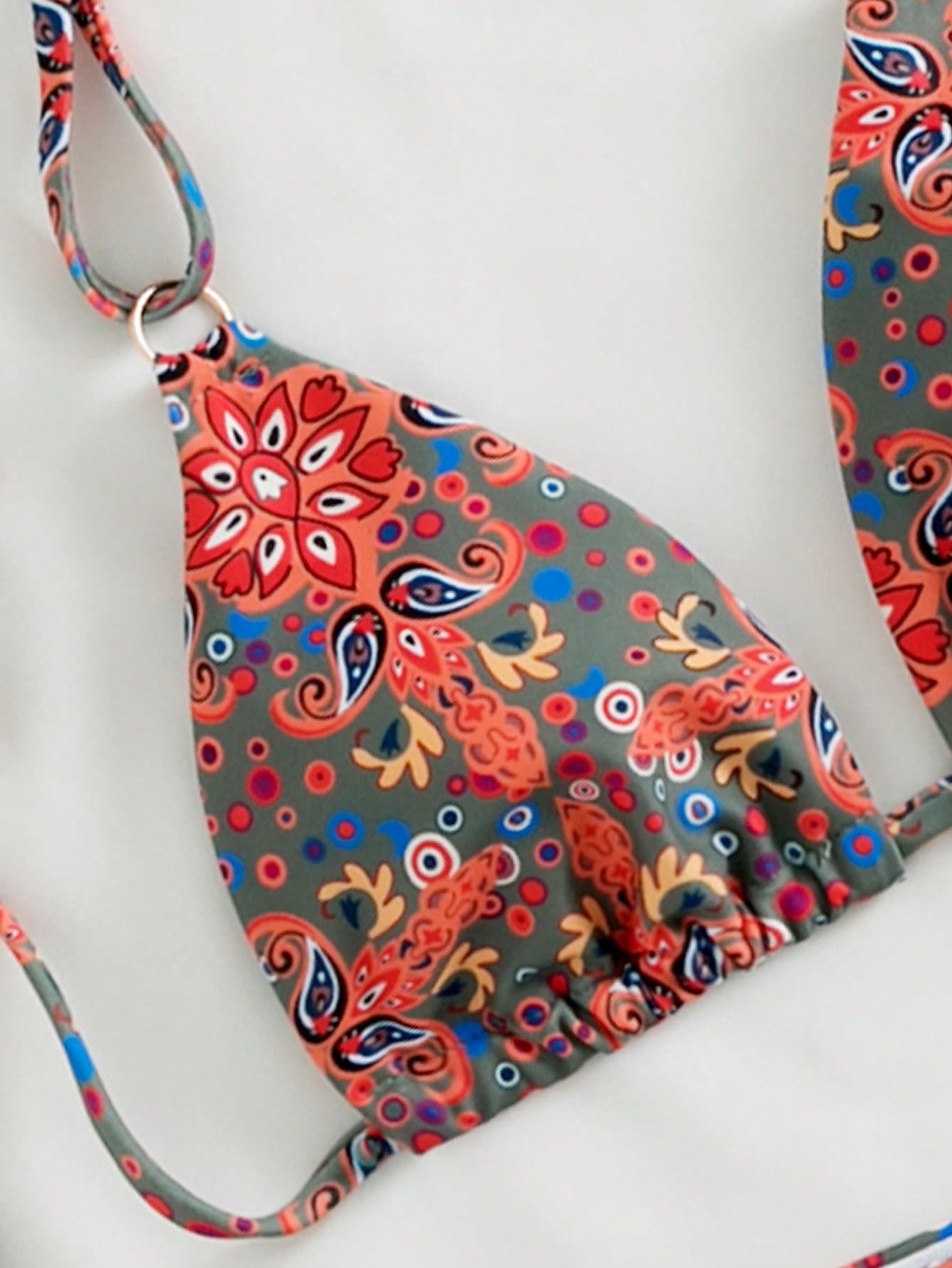 Swim Vcay Allover Print Triangle Tie Side Bikini Swimsuit