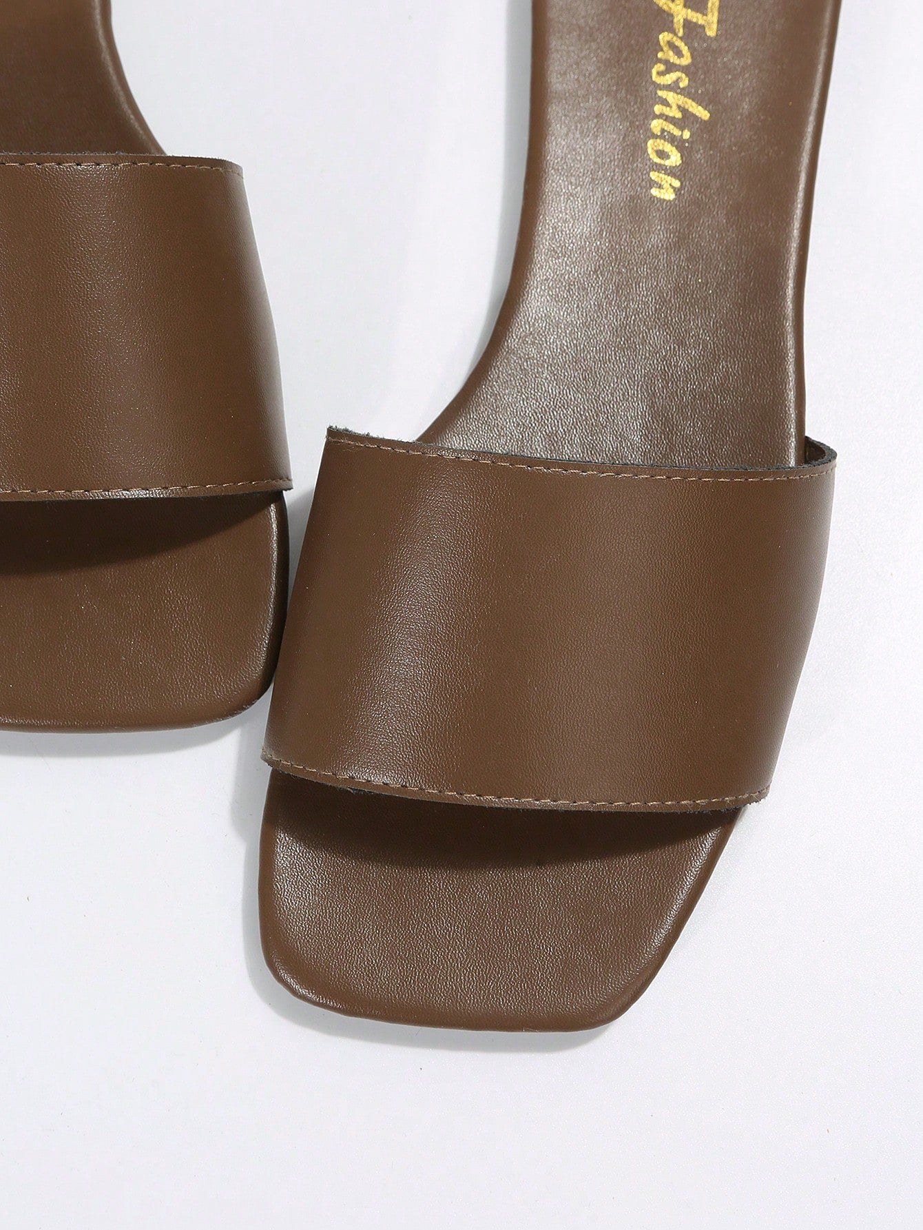 Women Minimalist Single B and Slide Sandals, Artificial Leather Elegant Sandals Brown