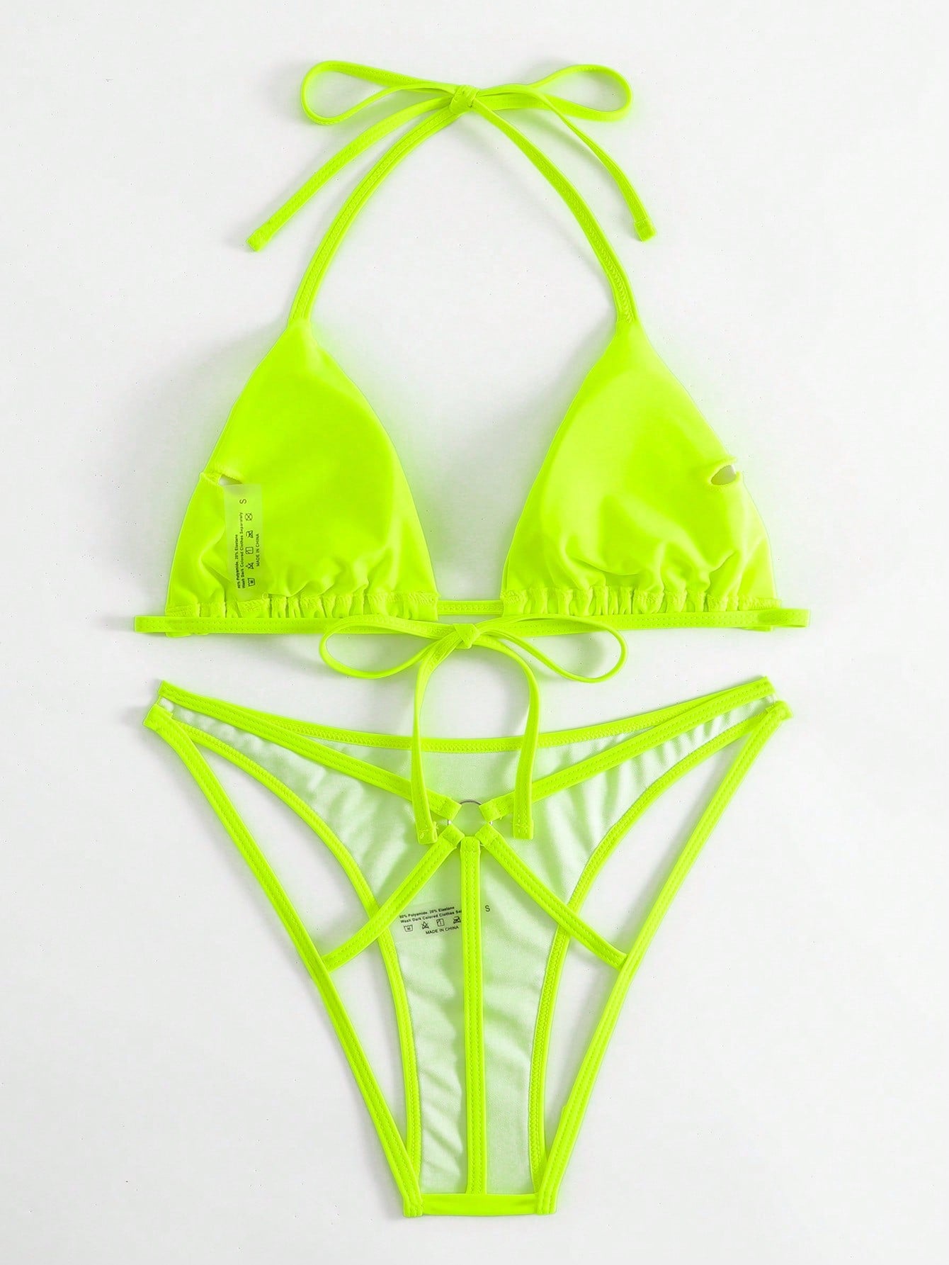 Swim SXY Plain Halter Triangle Bikini Swimsuit