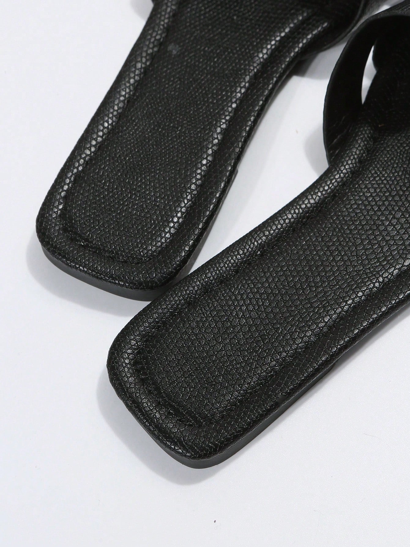 Elegant Black Sandals For Women, Snakeskin Embossed Slide Sandals