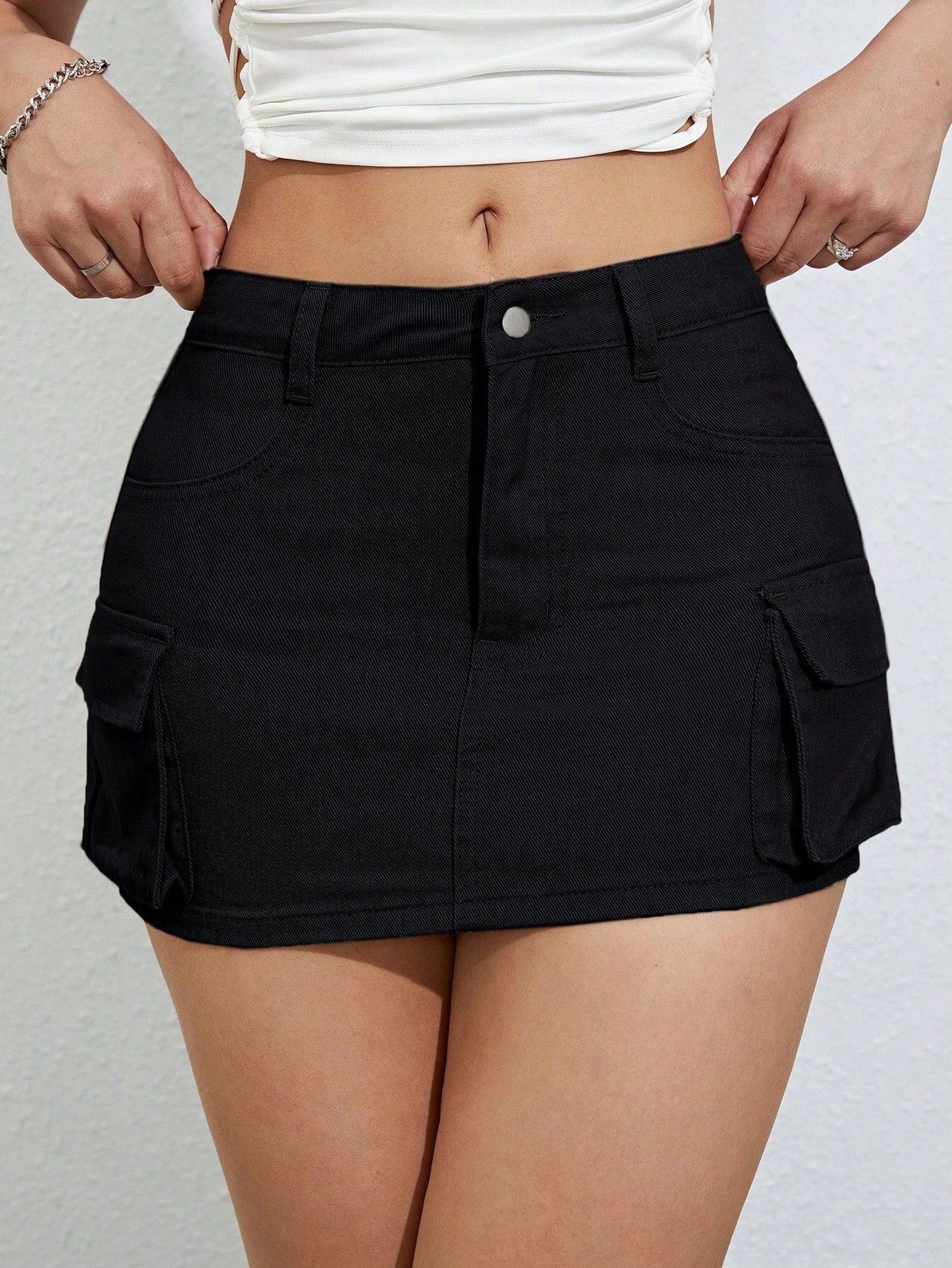 ICON Flap Pocket Side Cargo Denim Skirt