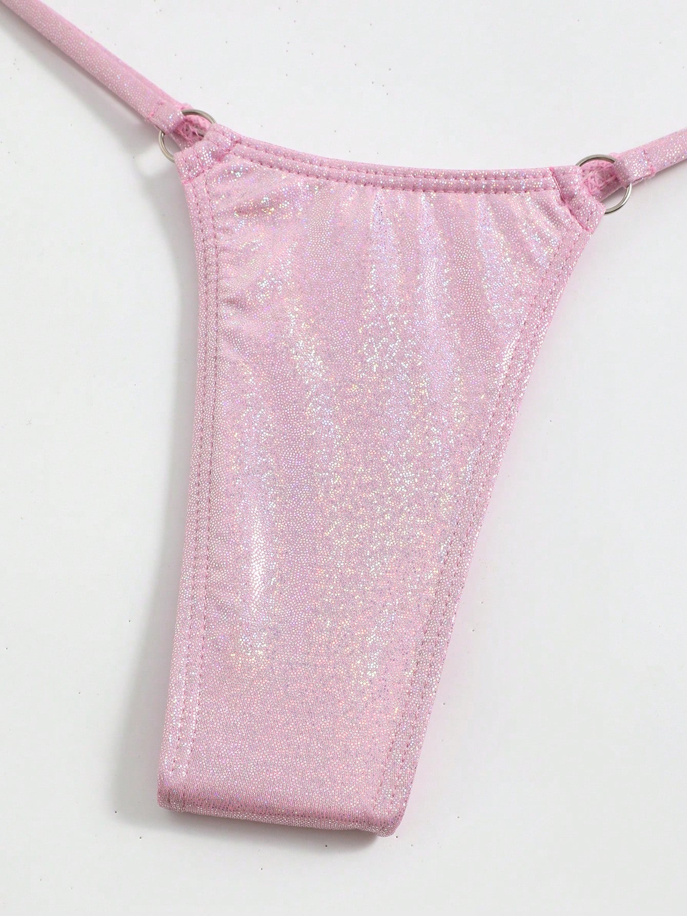 Swim SXY Metallic Bikini Set Micro Triangle Bra & O-ring Linked Thong 2 Piece Swimsuit