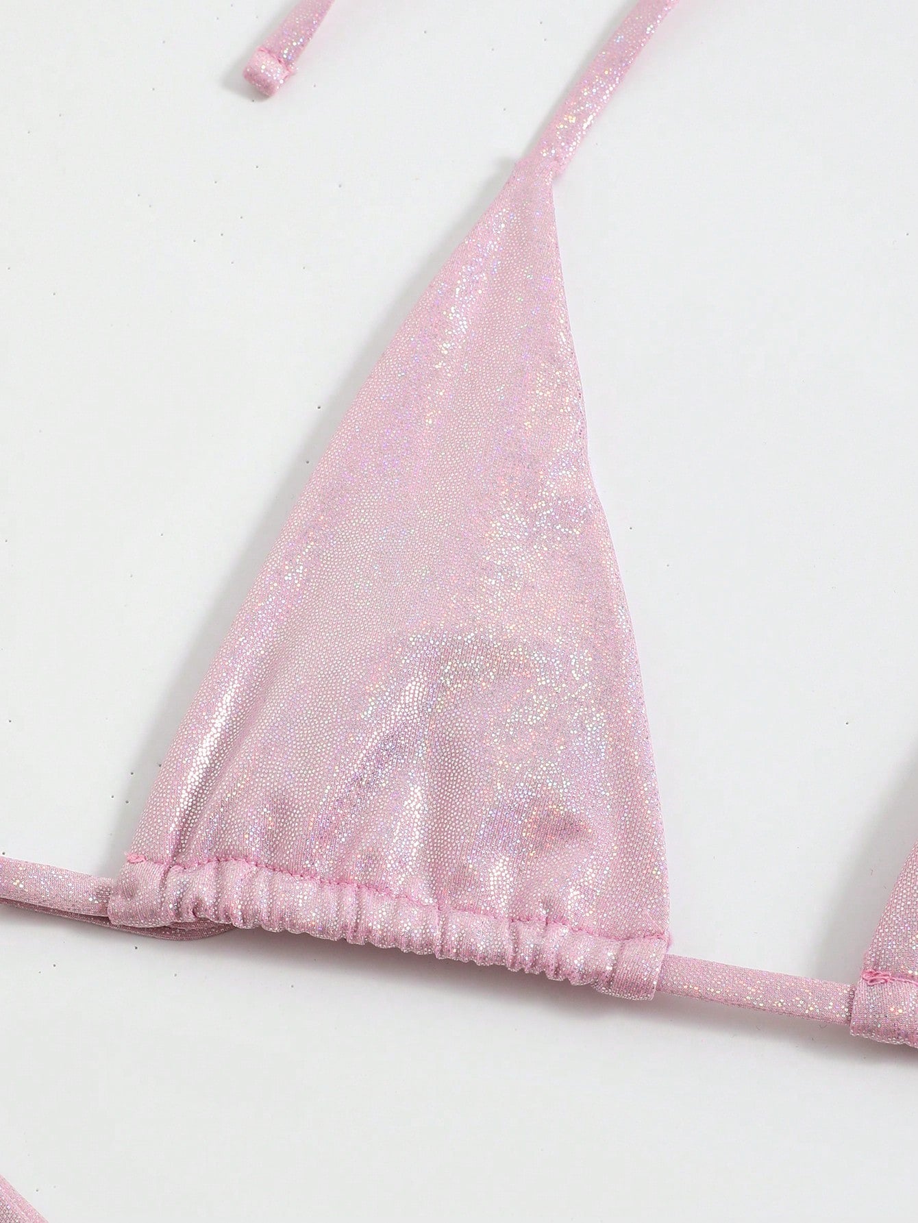 Swim SXY Metallic Bikini Set Micro Triangle Bra & O-ring Linked Thong 2 Piece Swimsuit