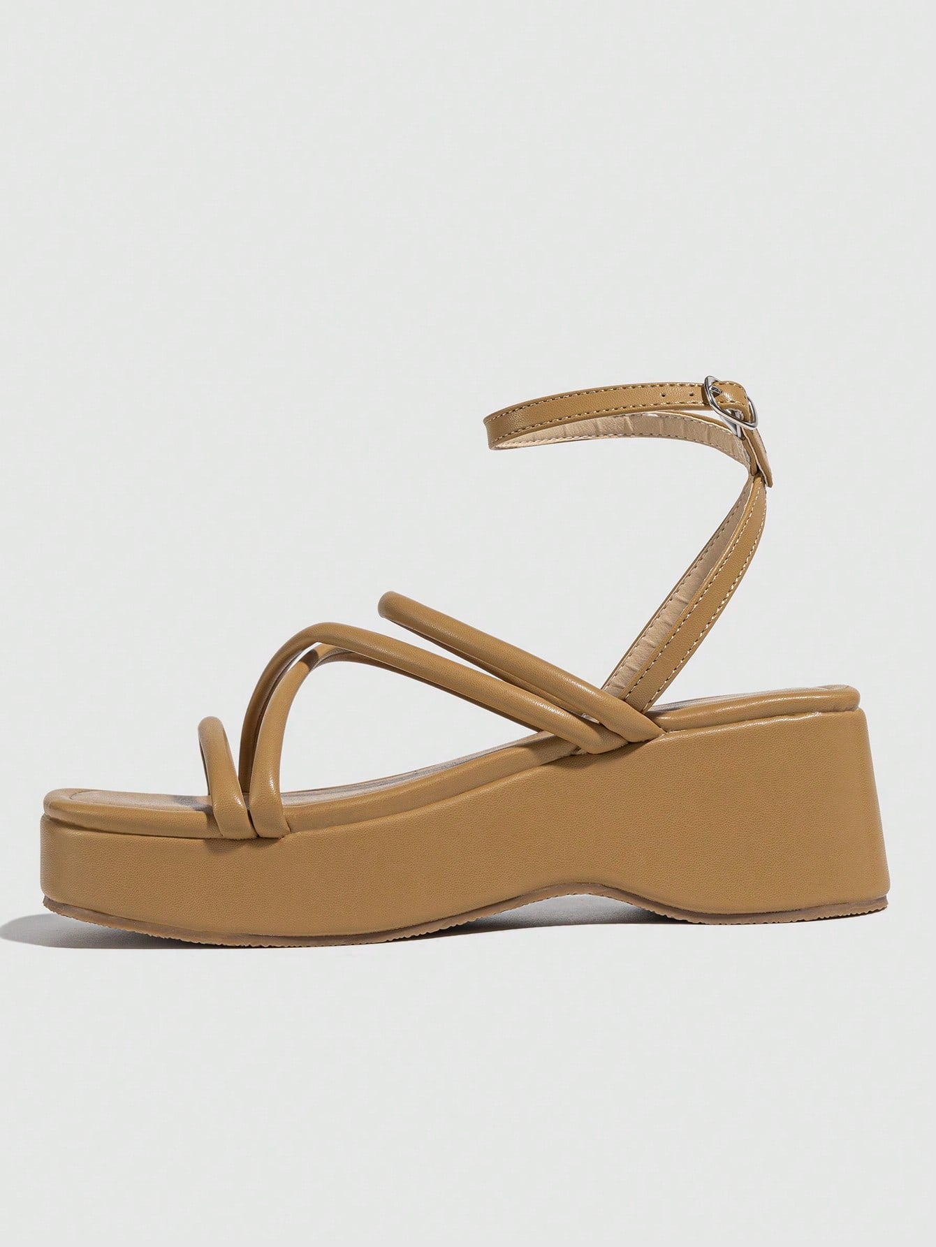 Elegant White Sandals For Women, Minimalist Ankle Strap Flatform Sandals