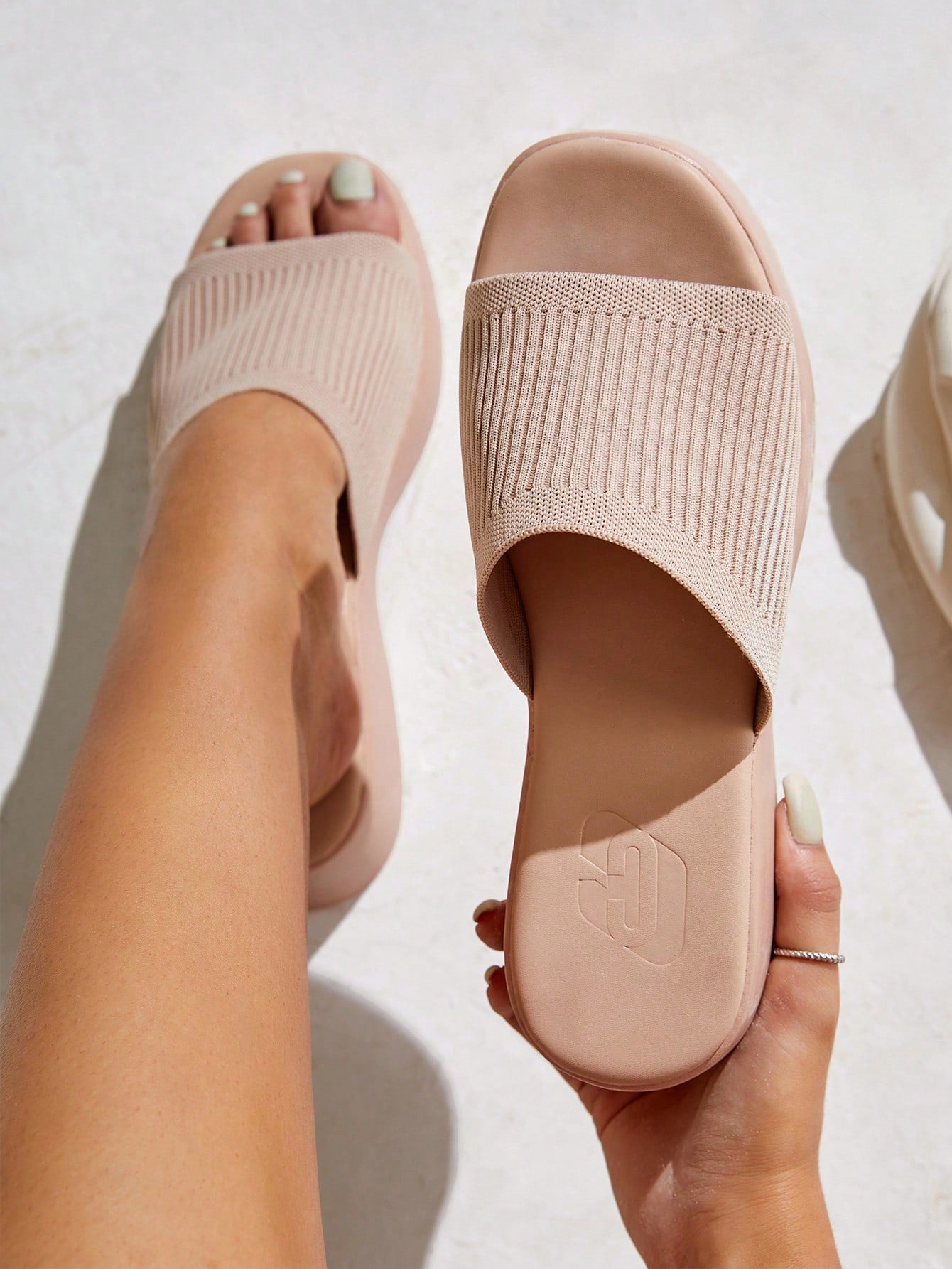 Everyday Collection Single Band Wedge Slide Sandals