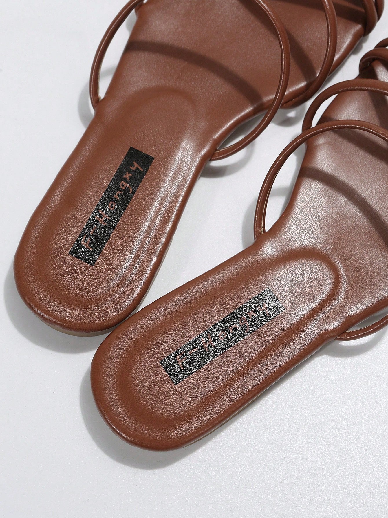 Elegant Slide Sandals For Women, Brown Multi Strap Flat Sandals