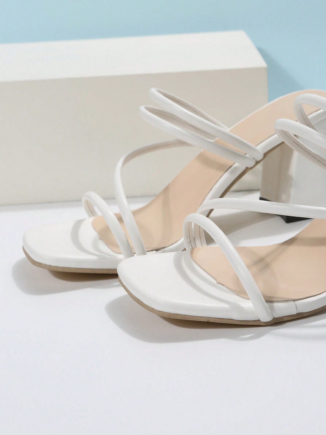 Women Thin Strap Chunky Heeled Mule Sandals, Elegant Summer Heeled Sandals