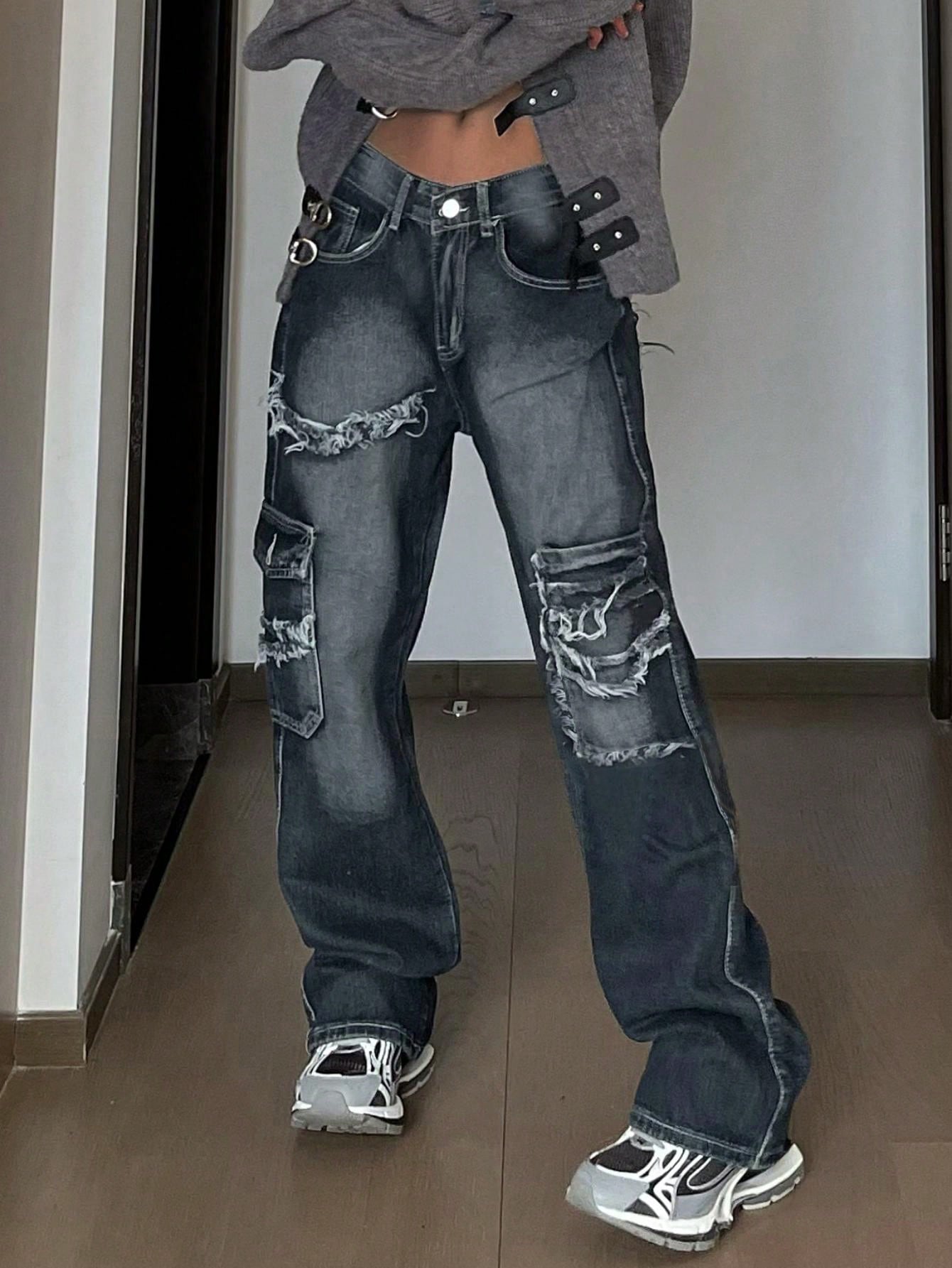 Flap Pocket Side Cargo Jeans