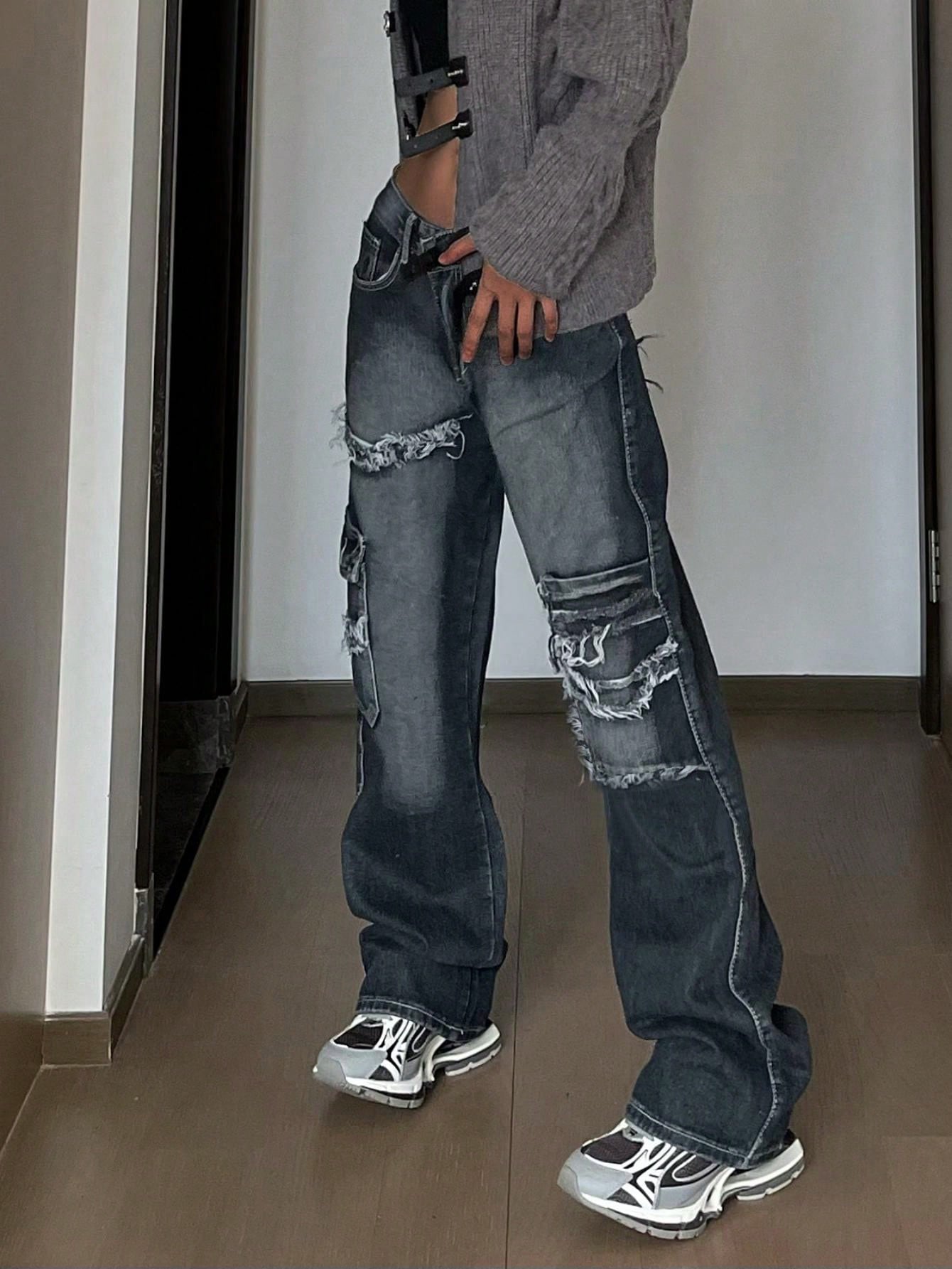 Flap Pocket Side Cargo Jeans