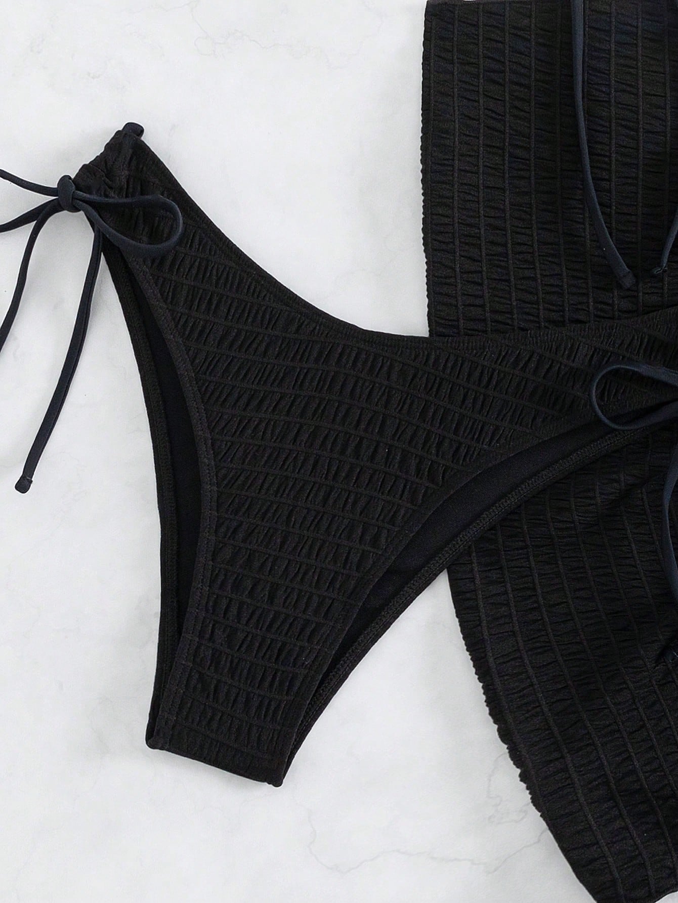 Swim Chicsea Frill Trim Halter Bikini Swimsuit With Beach Skirt