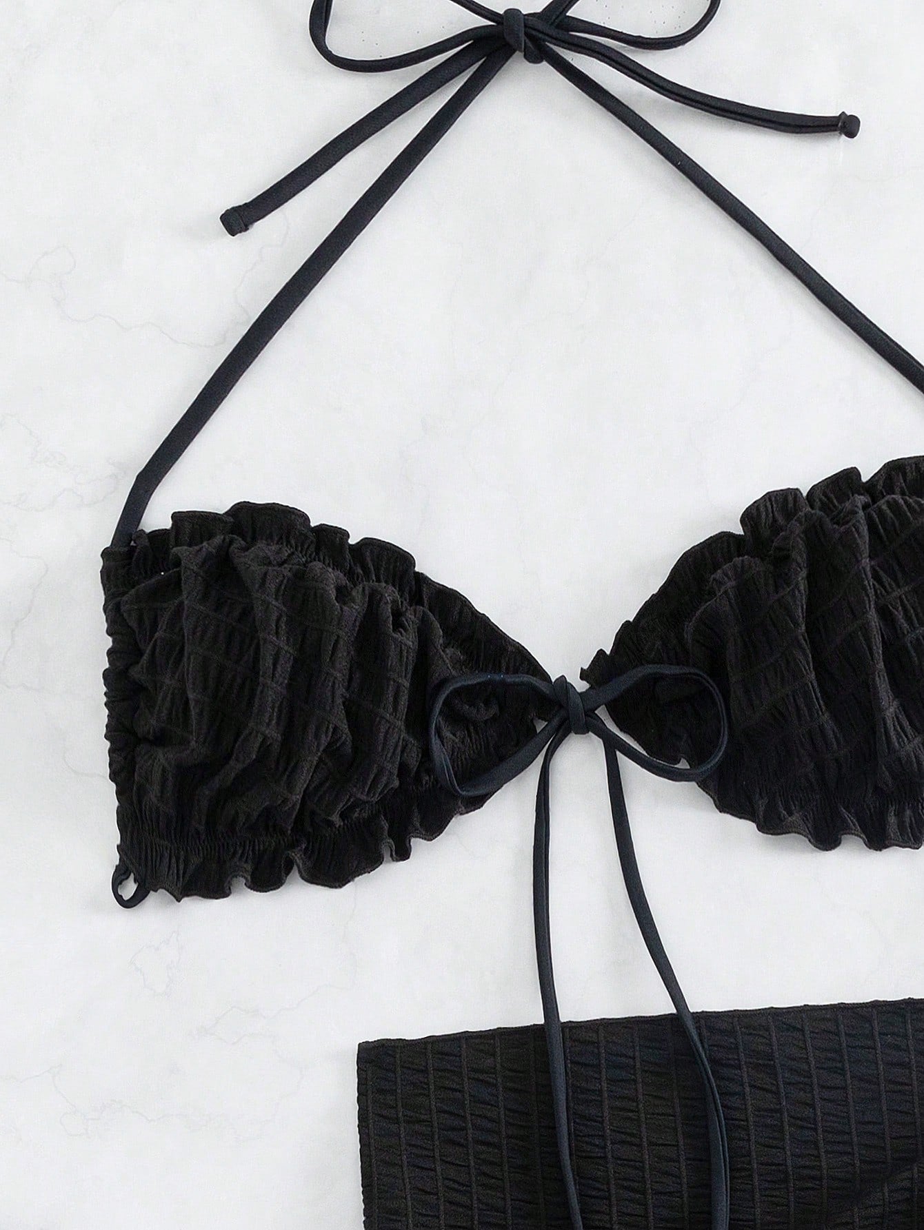 Swim Chicsea Frill Trim Halter Bikini Swimsuit With Beach Skirt