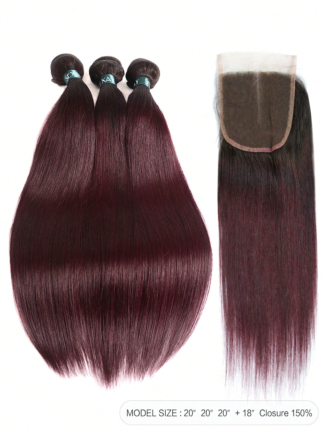 4pcs 1B 99J Straight Bundle With Closure Human Hair Ombre 99JA Colored Hair