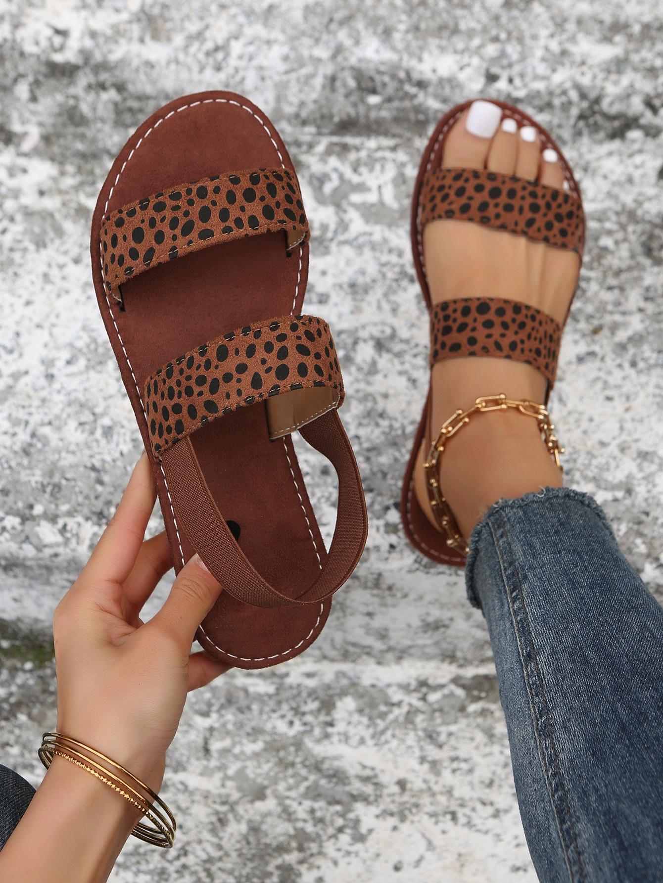 Women Double Strap Flat Sandals, Elegant Black Fabric Slingback Sandals