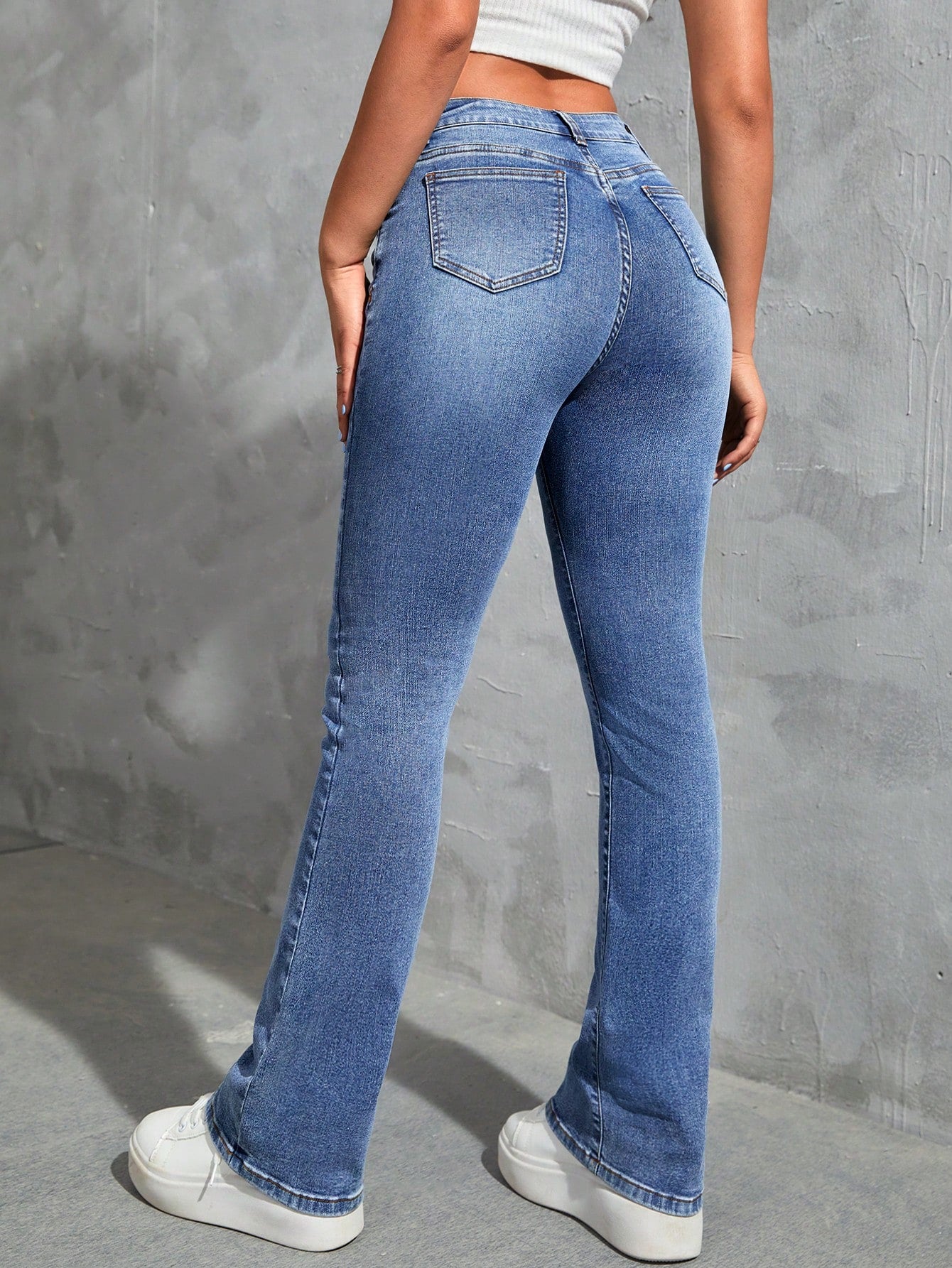 EZwear Ripped Flare Leg Jeans