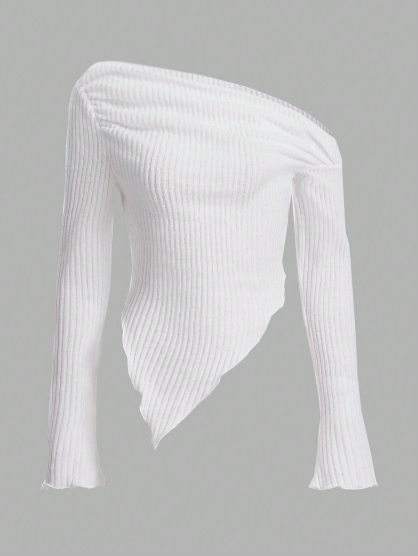 ICON Asymmetrical Neck Lettuce Trim Tee