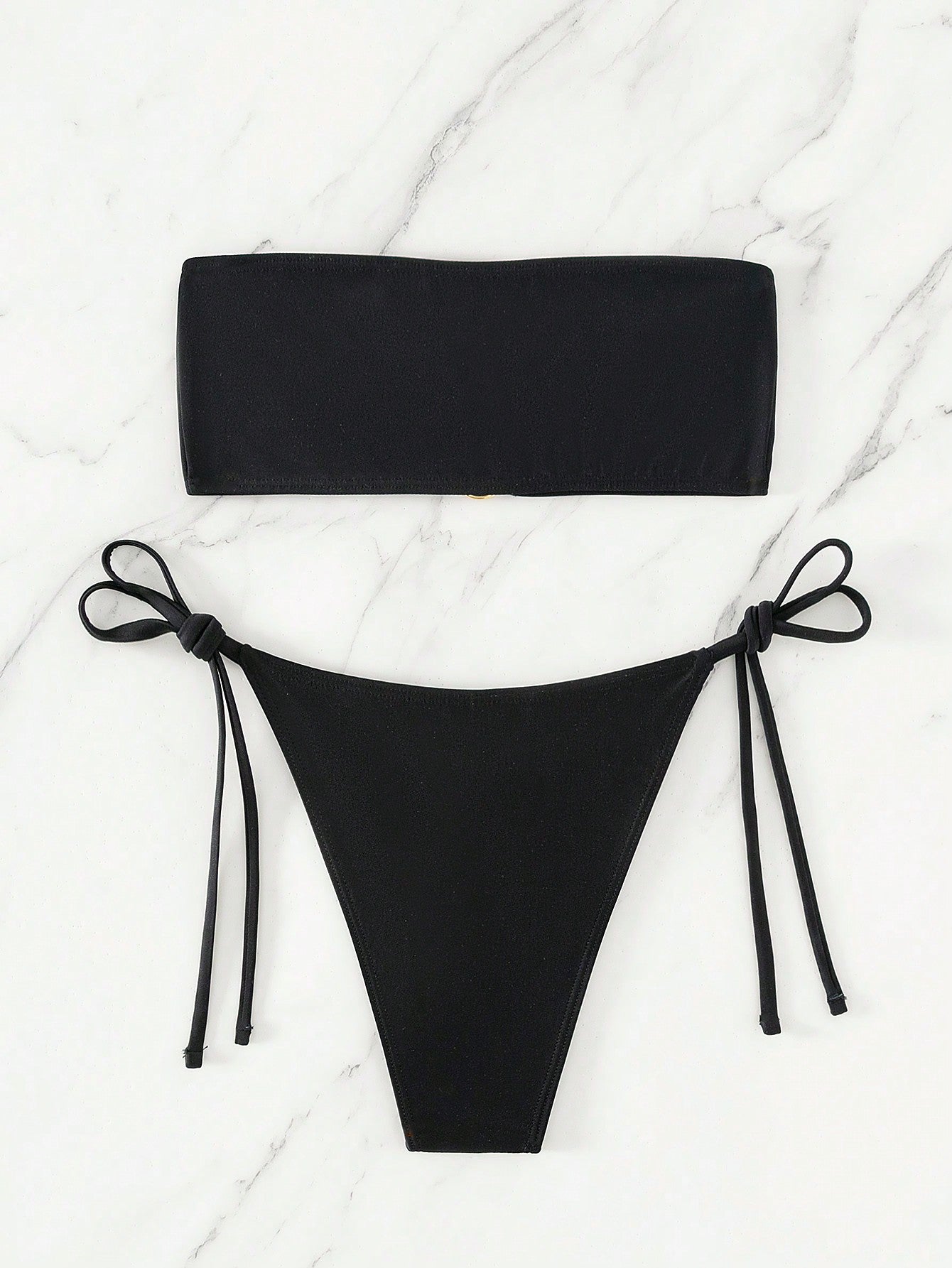 Swim SXY Ring Linked Bandeau Tie Side Bikini Swimsuit