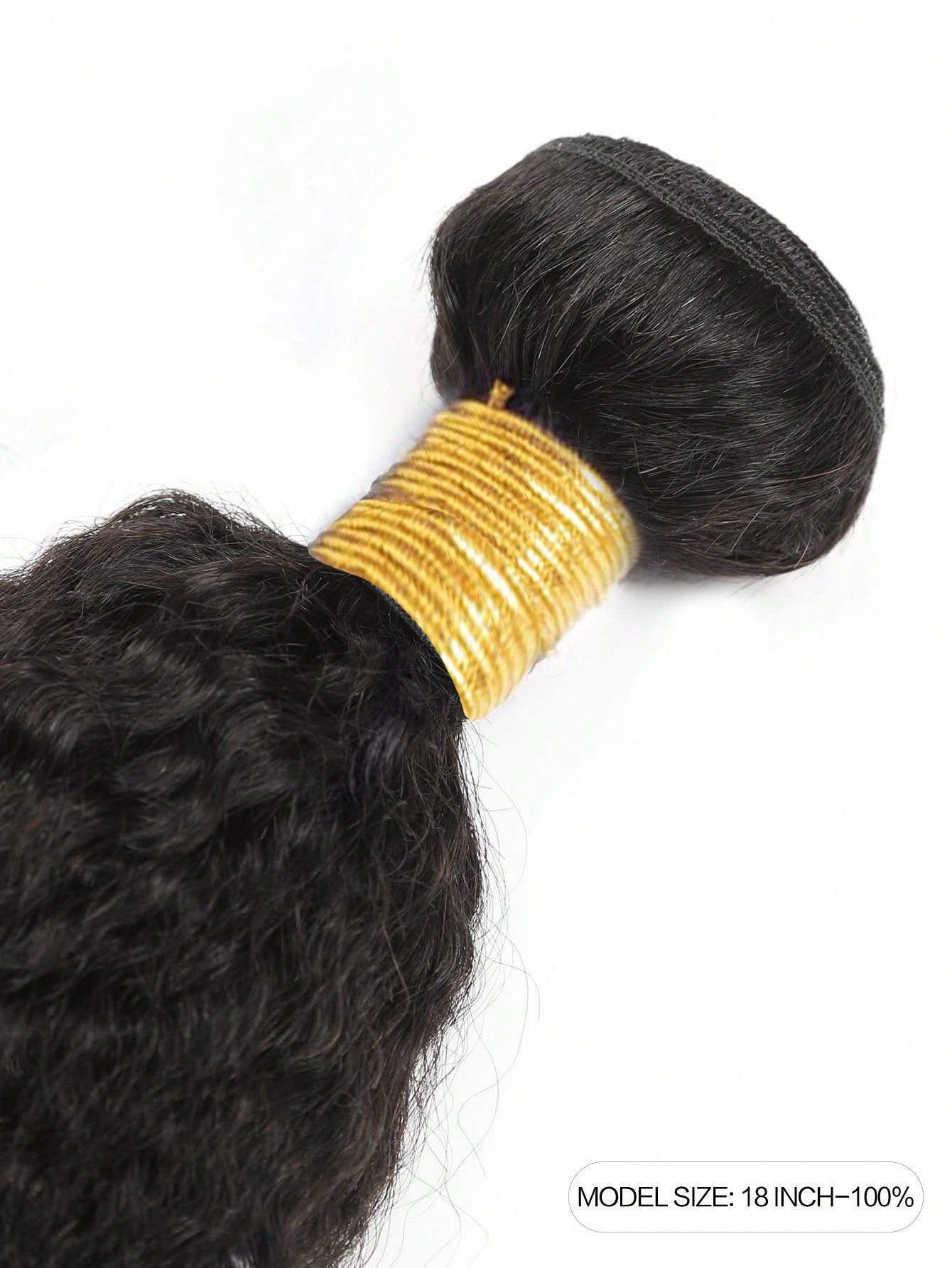 1pc Kinky Straight Human Hair Bundles 1 Bundle Hair Extension Real Hair Weave Double Weft Bundles Extension Daily Use  Natural Black Color