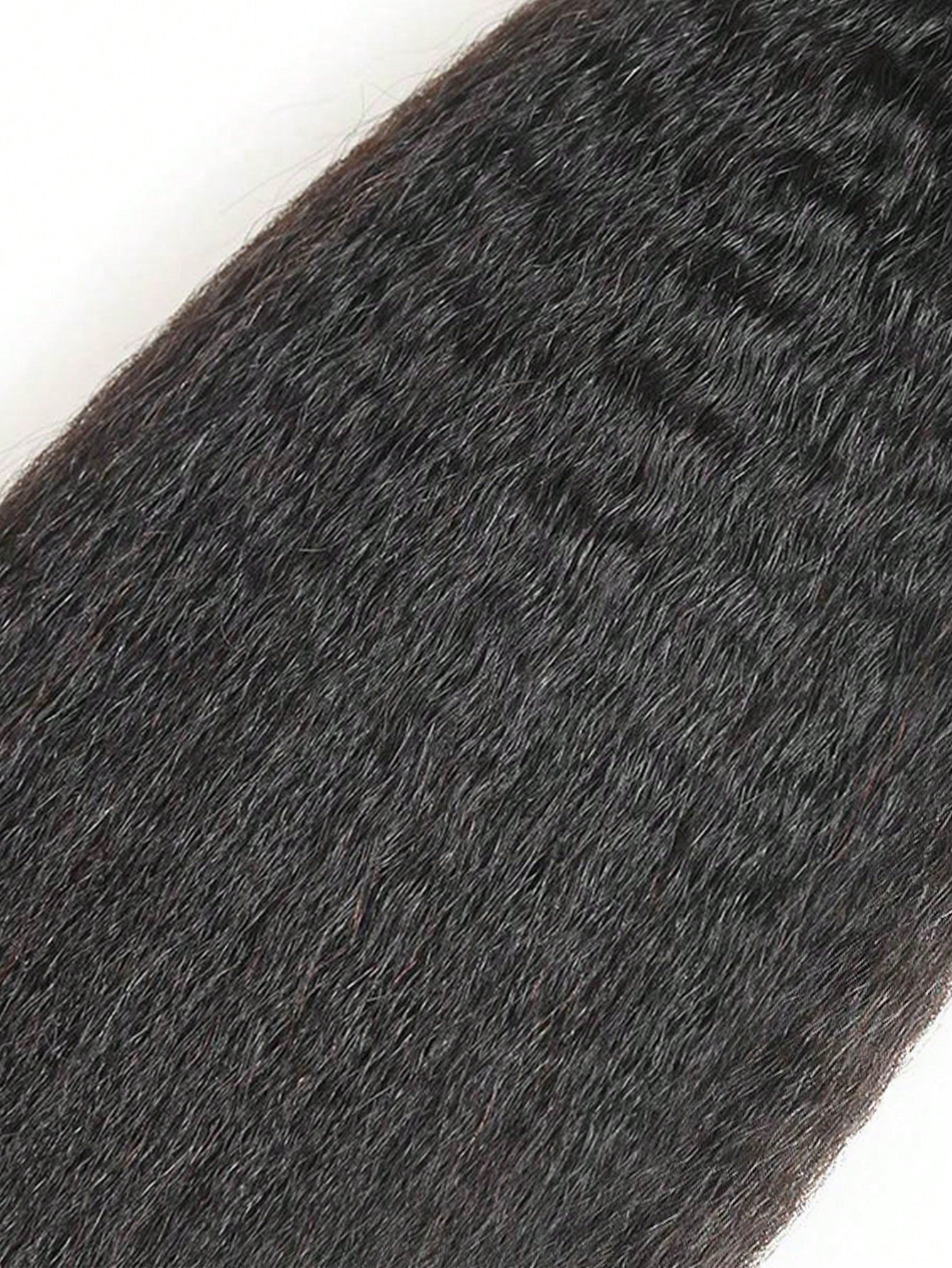 1pc Kinky Straight Human Hair Bundles 1 Bundle Hair Extension Real Hair Weave Double Weft Bundles Extension Daily Use  Natural Black Color