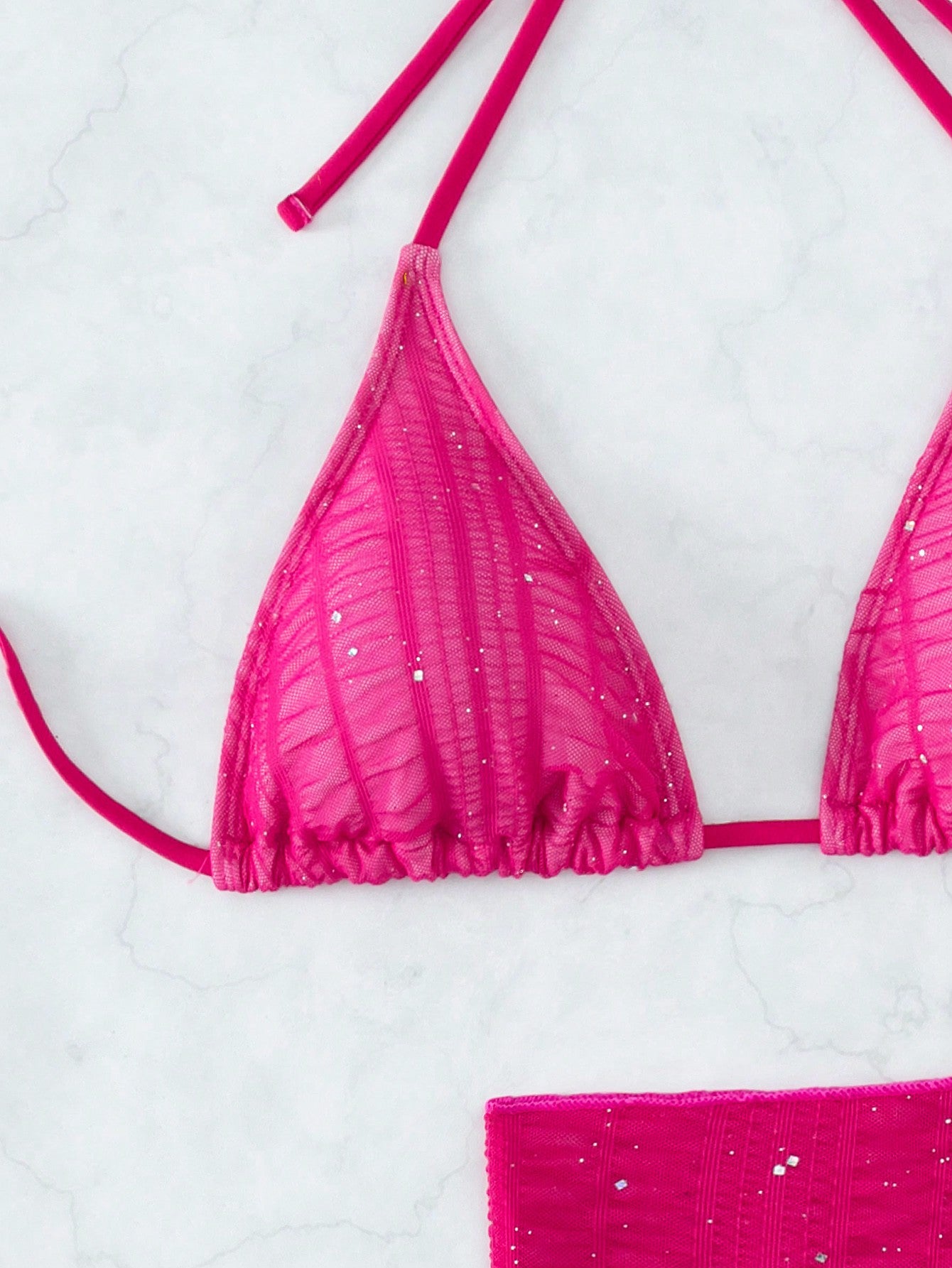 SHEIN Swim BAE Plain Halter Triangle Bikini Swimsuit With Beach Skirt