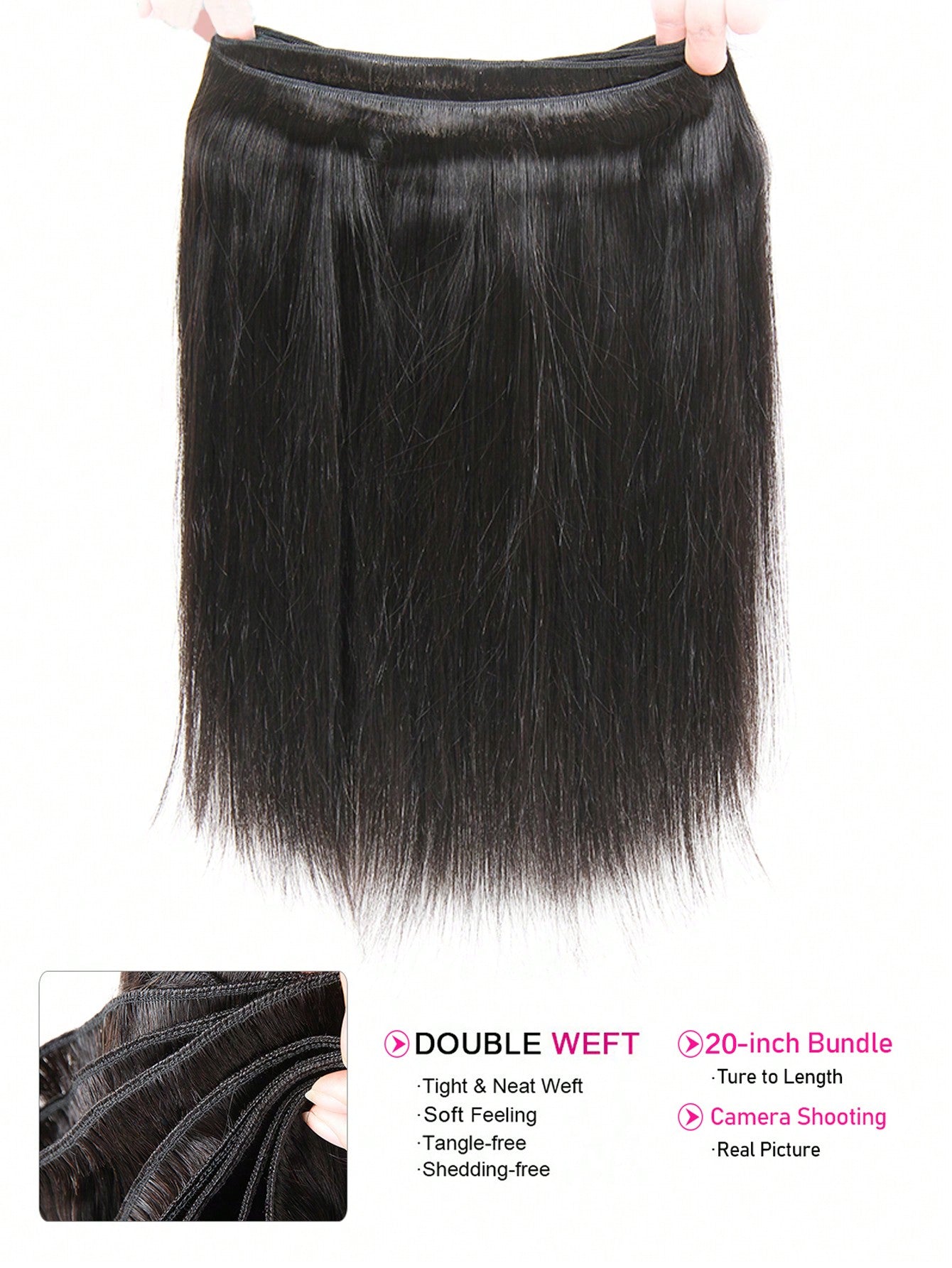 3 PCS Straight Hair Bundles Weave Natural Black Color 100% Unprocessed Virgin Human Hair Cuticle Aligned One Donor Hair 3 Bundles Deals