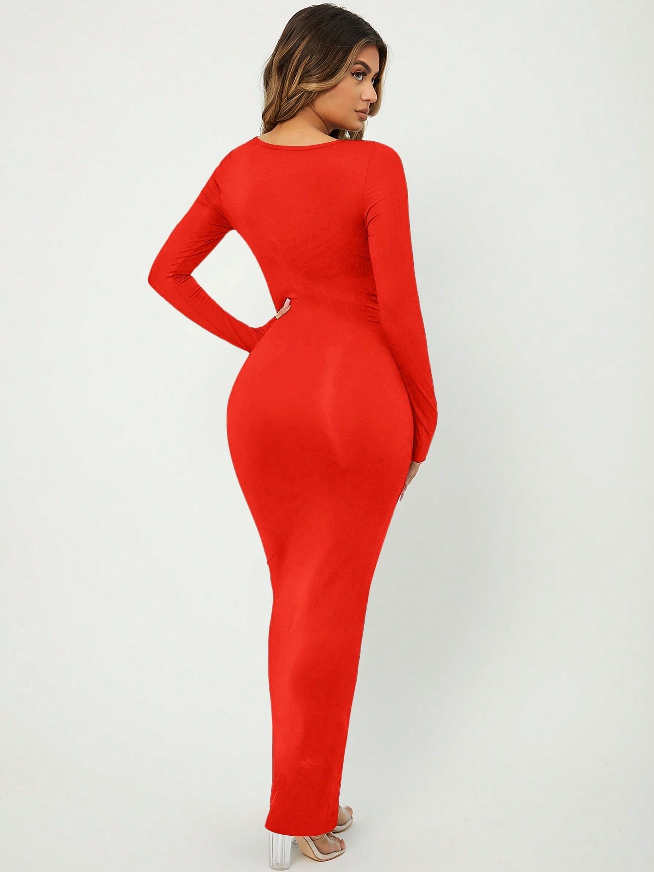 SXY Solid Maxi Bodycon Dress