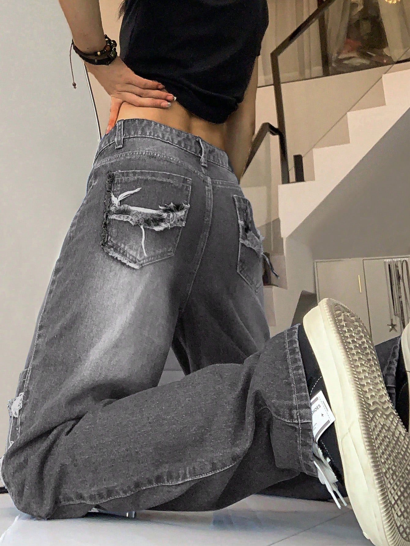 Flap Pocket Side Cargo Jeans