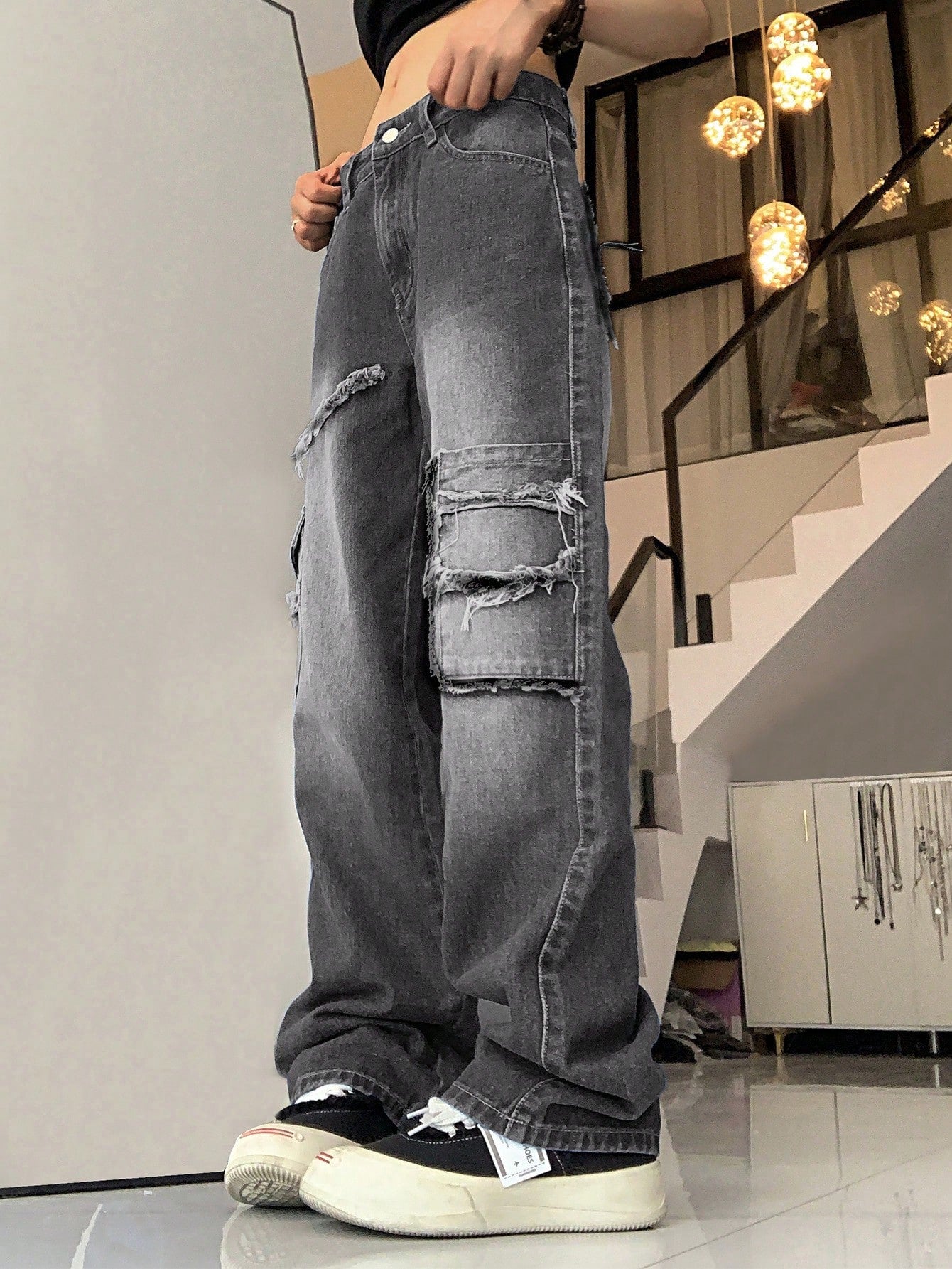 Flap Pocket Side Cargo Jeans