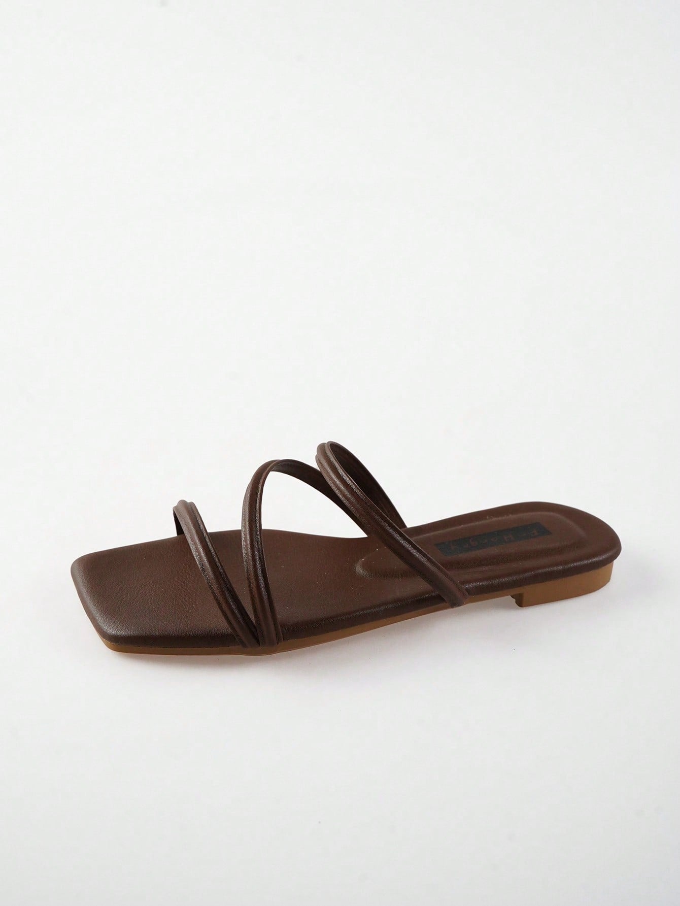 Women Comfortable Multi Strap Flat Sandals, Elegant Coffee Brown Slide Sandals