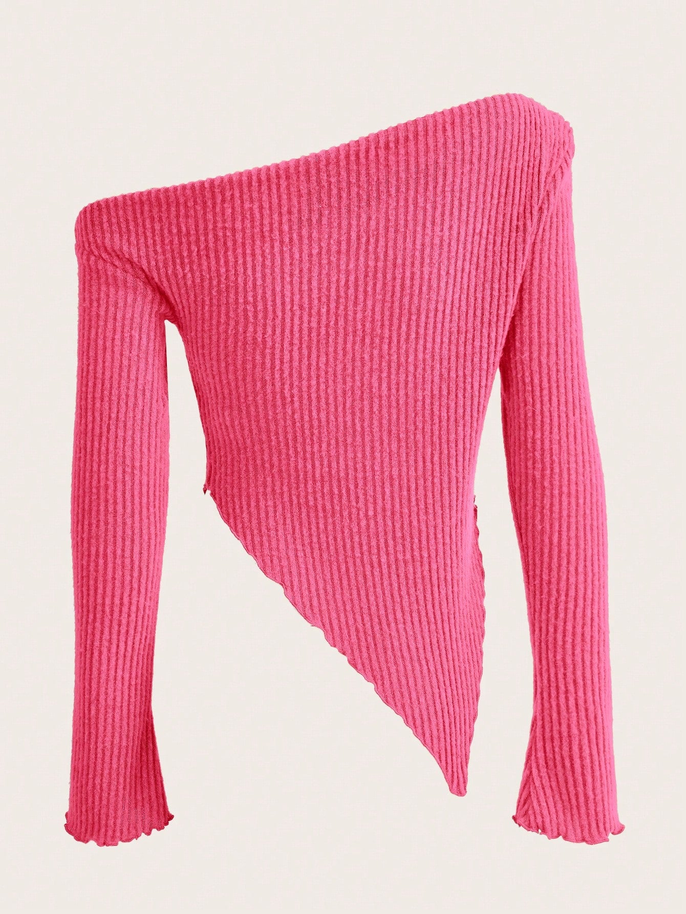 ICON Asymmetrical Neck Lettuce Trim Tee