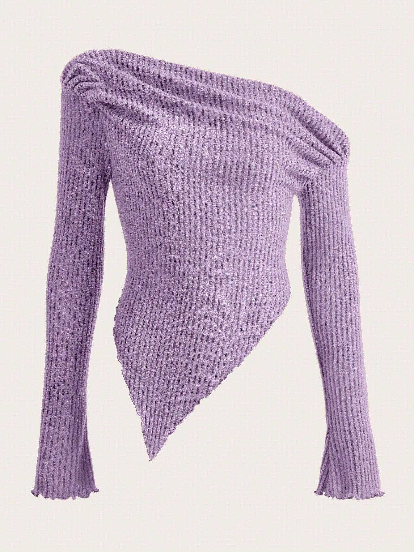 ICON Asymmetrical Neck Lettuce Trim Tee