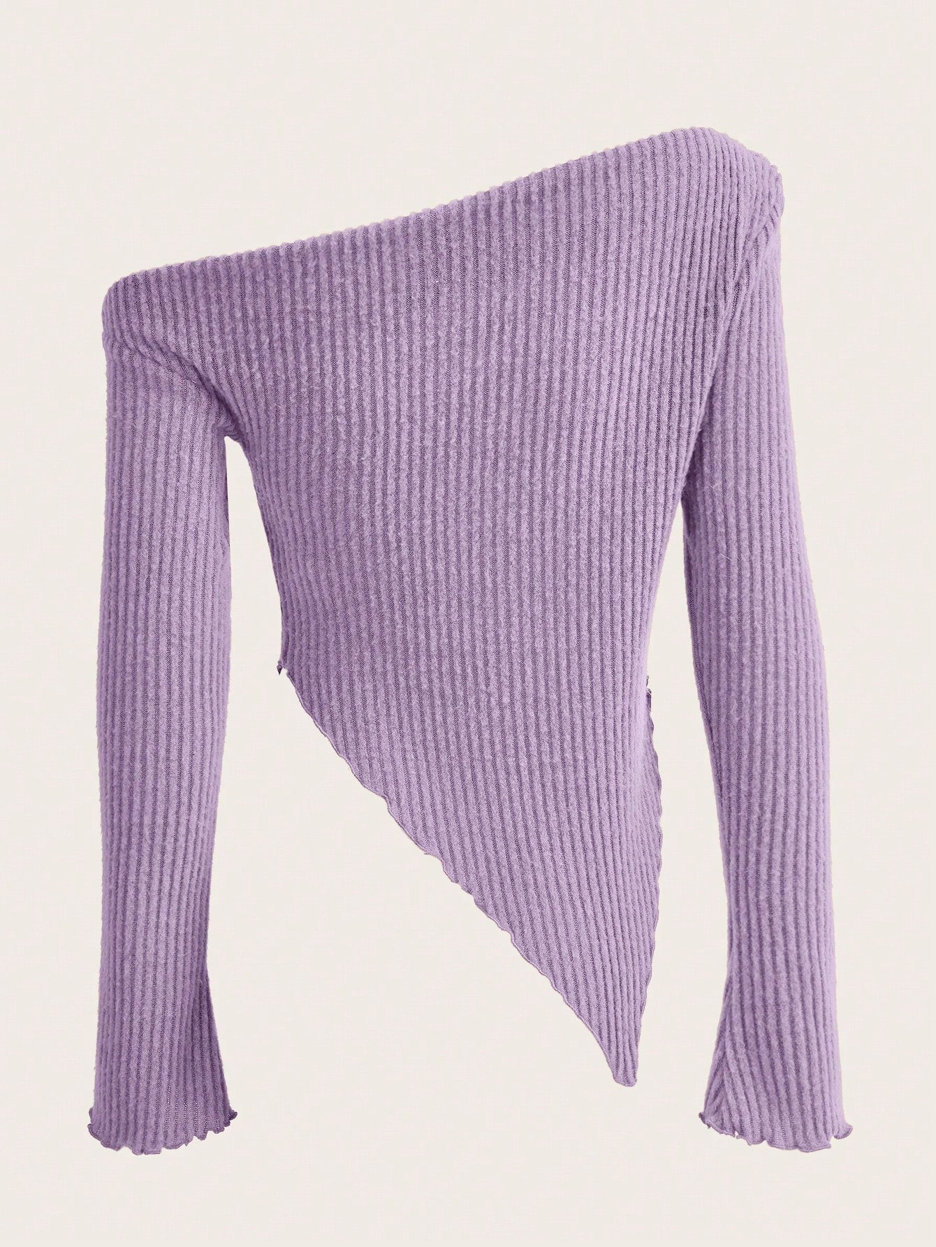 ICON Asymmetrical Neck Lettuce Trim Tee