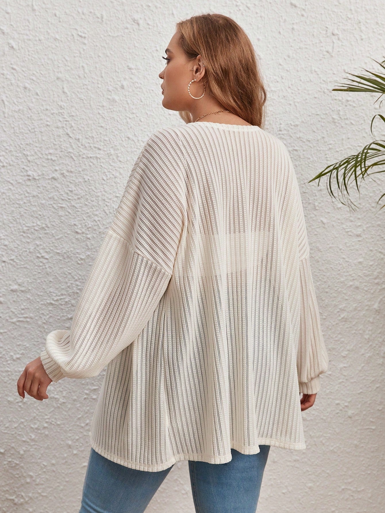 Essnce Plus Drop Shoulder Open Front Coat