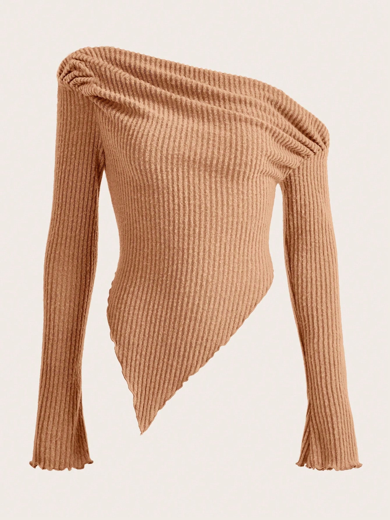 ICON Asymmetrical Neck Lettuce Trim Tee