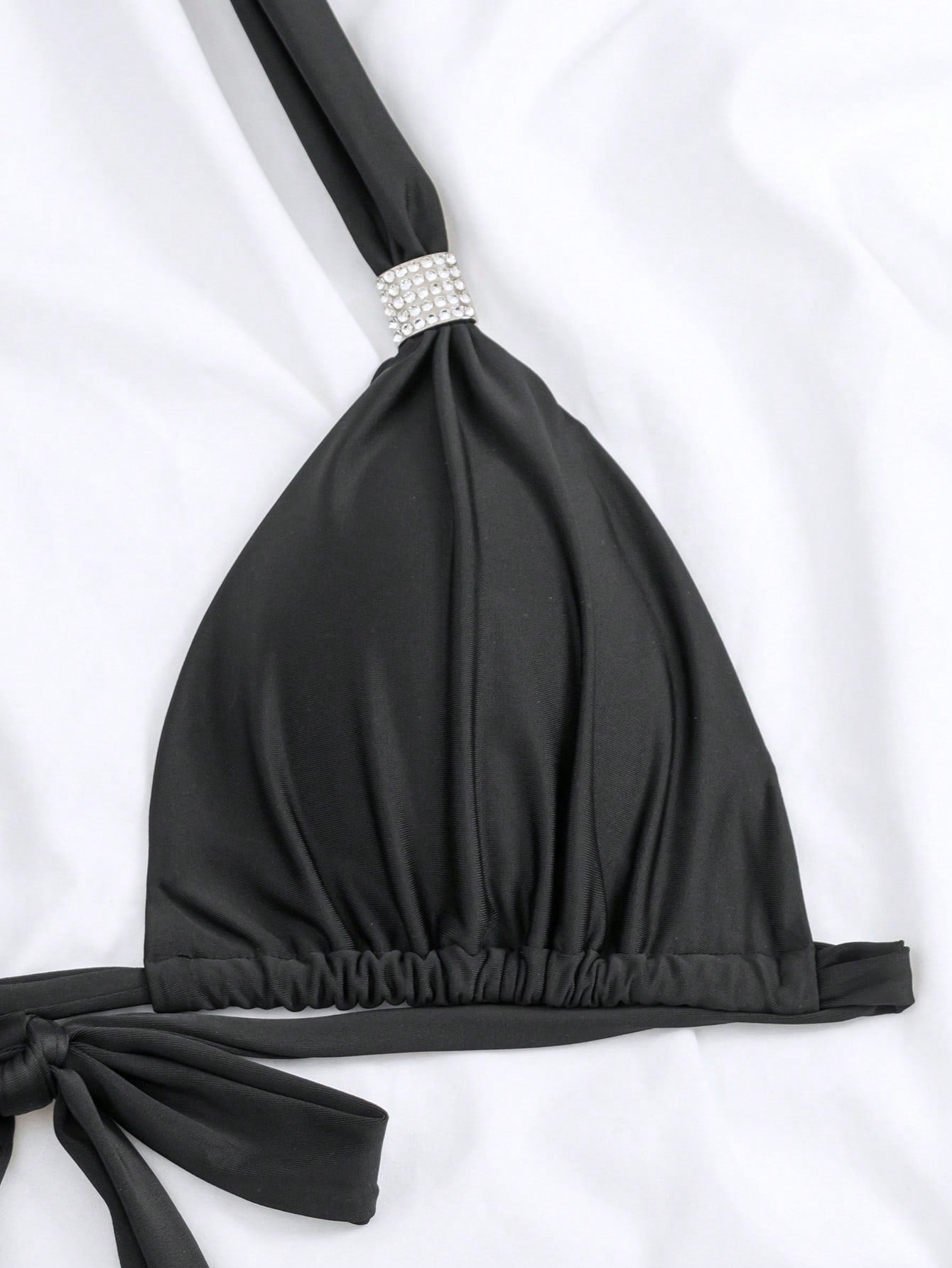 Ring Linked Halter Triangle Bikini Swimsuit