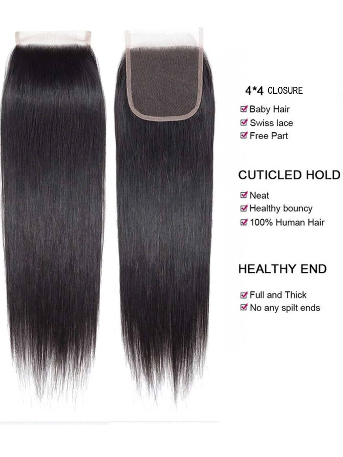 4pcs long straight bundles with 4 X 4 lace closure natural black virgin human hair Extensions