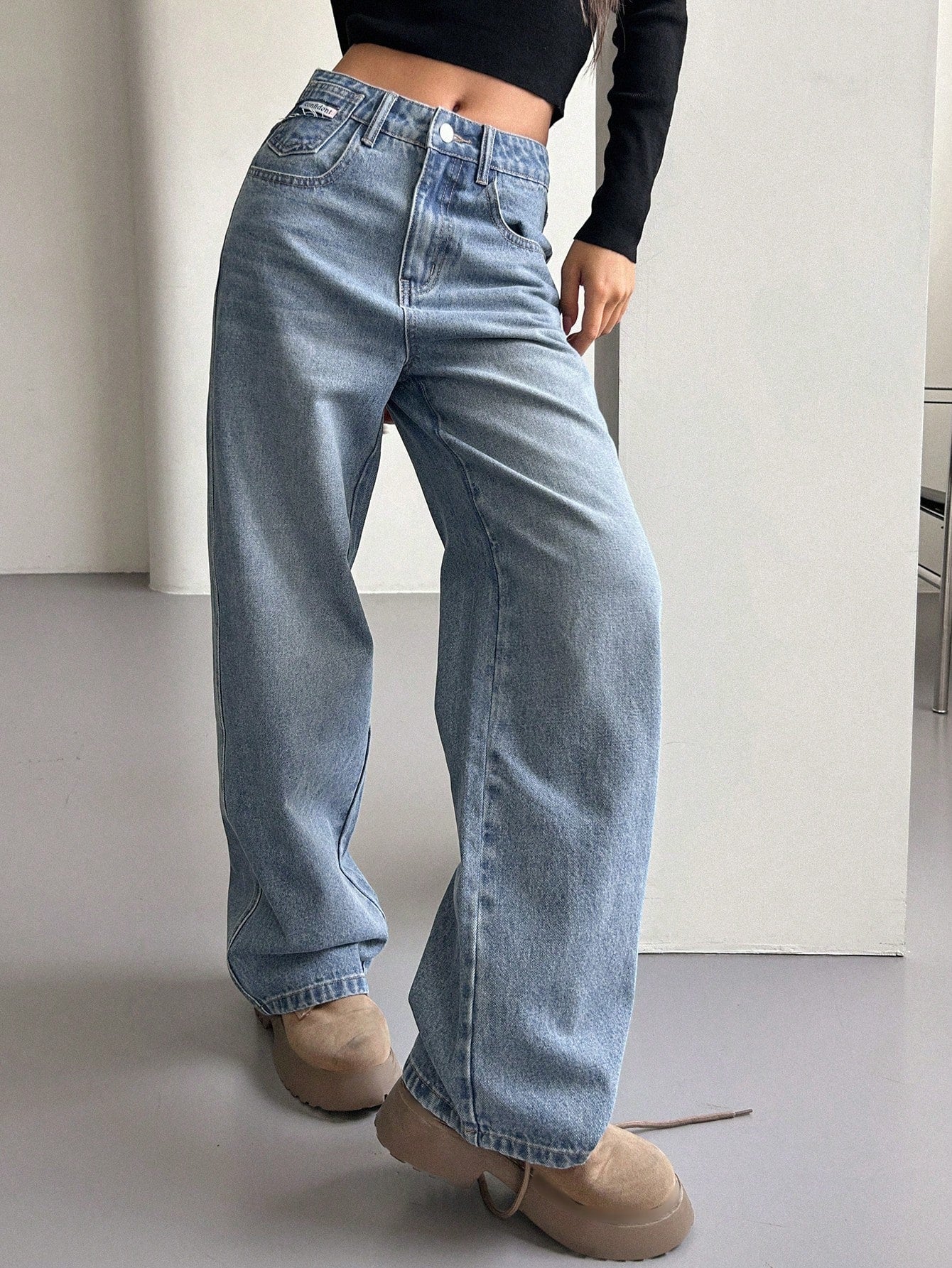 DAZY Slant Pocket Wide Leg Jeans