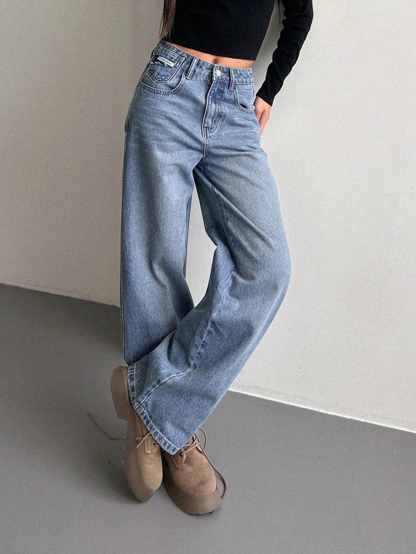 DAZY Slant Pocket Wide Leg Jeans