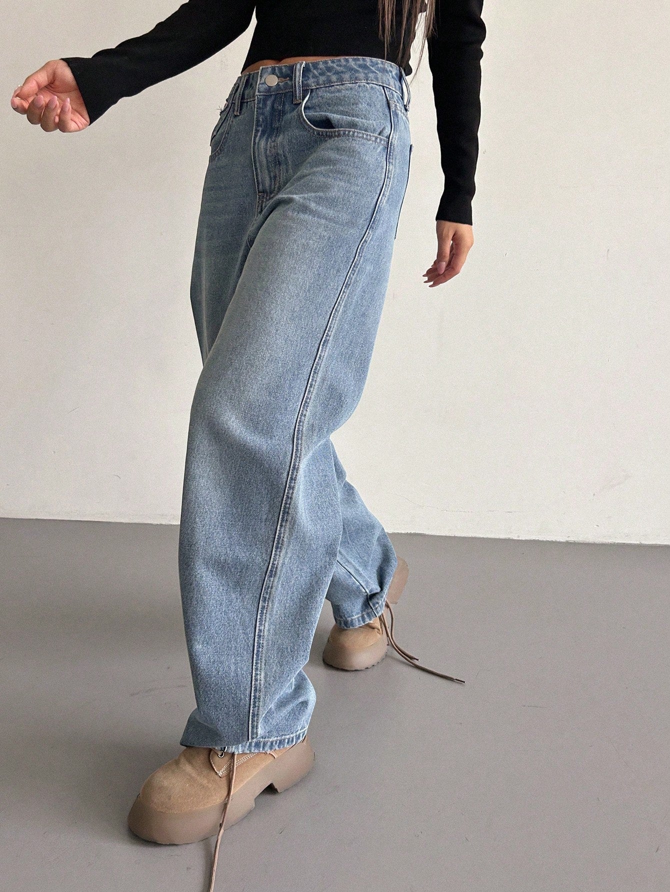 DAZY Slant Pocket Wide Leg Jeans