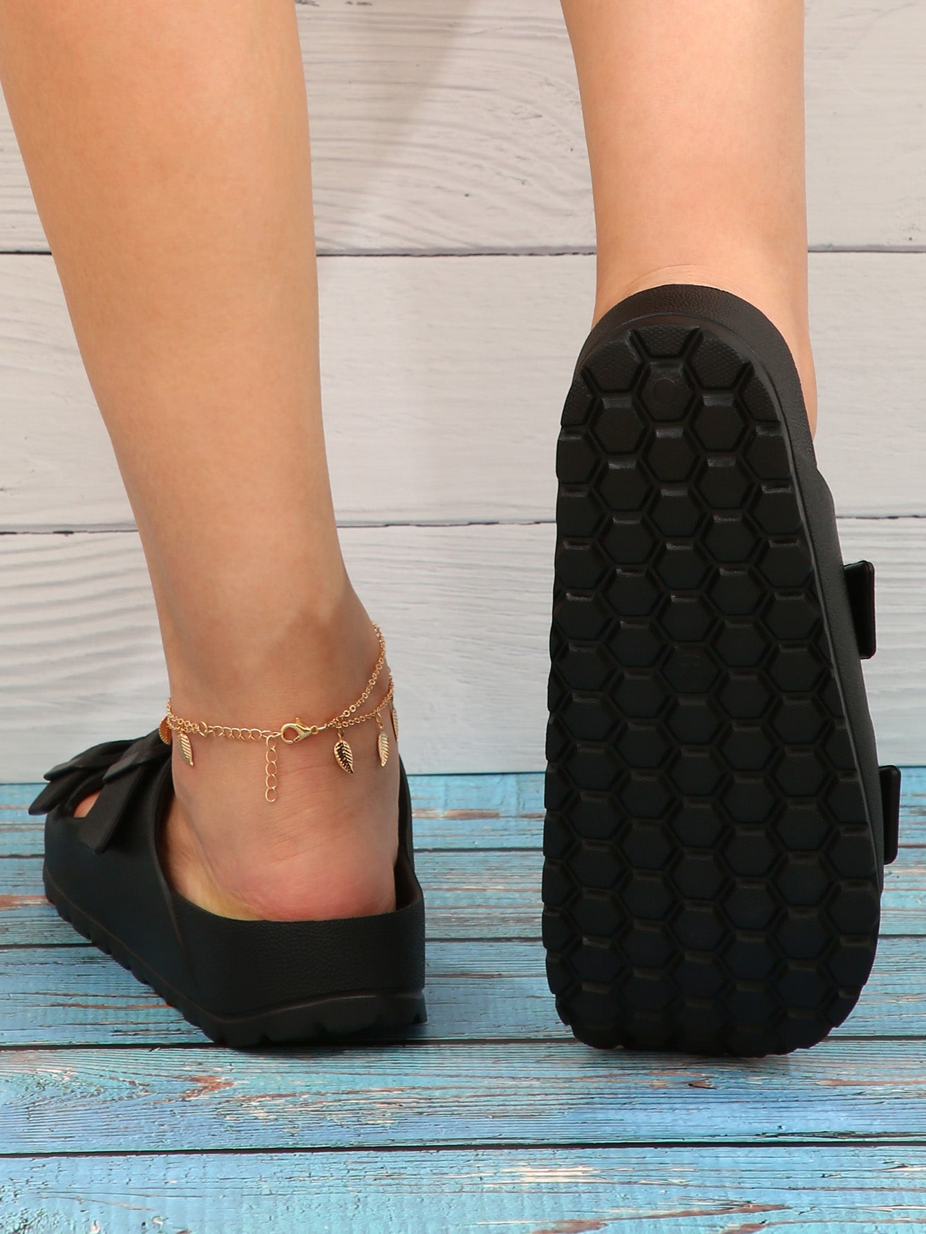 Women's Adjustable Double Buckle Thick Sole Sandals, Fashionable And Versatile, For Outdoor Summer Wear